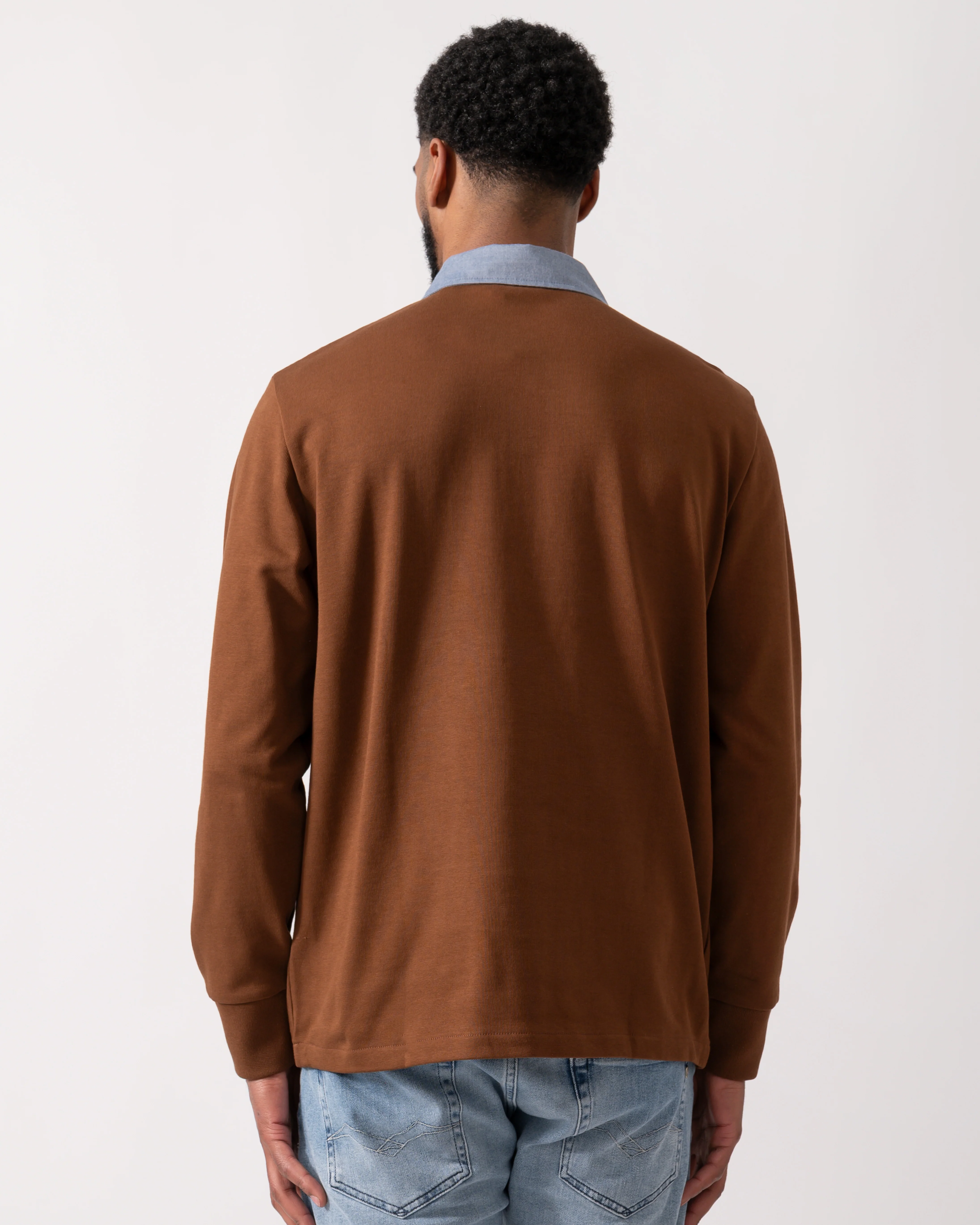 GANT Mens Regular Fit Chambray Heavy Rugger - 229 Mahogany Brown - Image 4