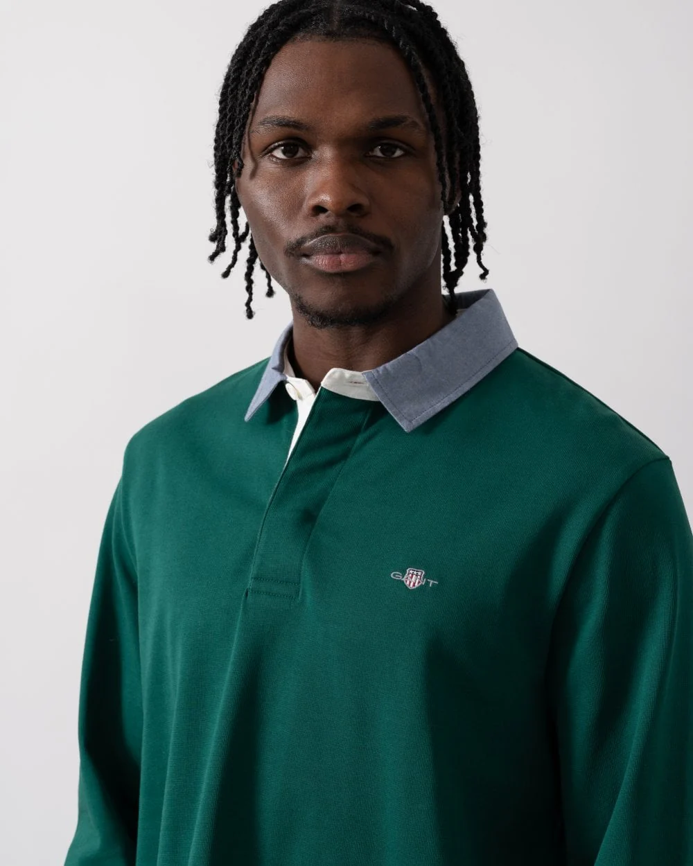GANT Mens Regular Fit Chambray Heavy Rugger - 373 Deep Forest Green - Image 2