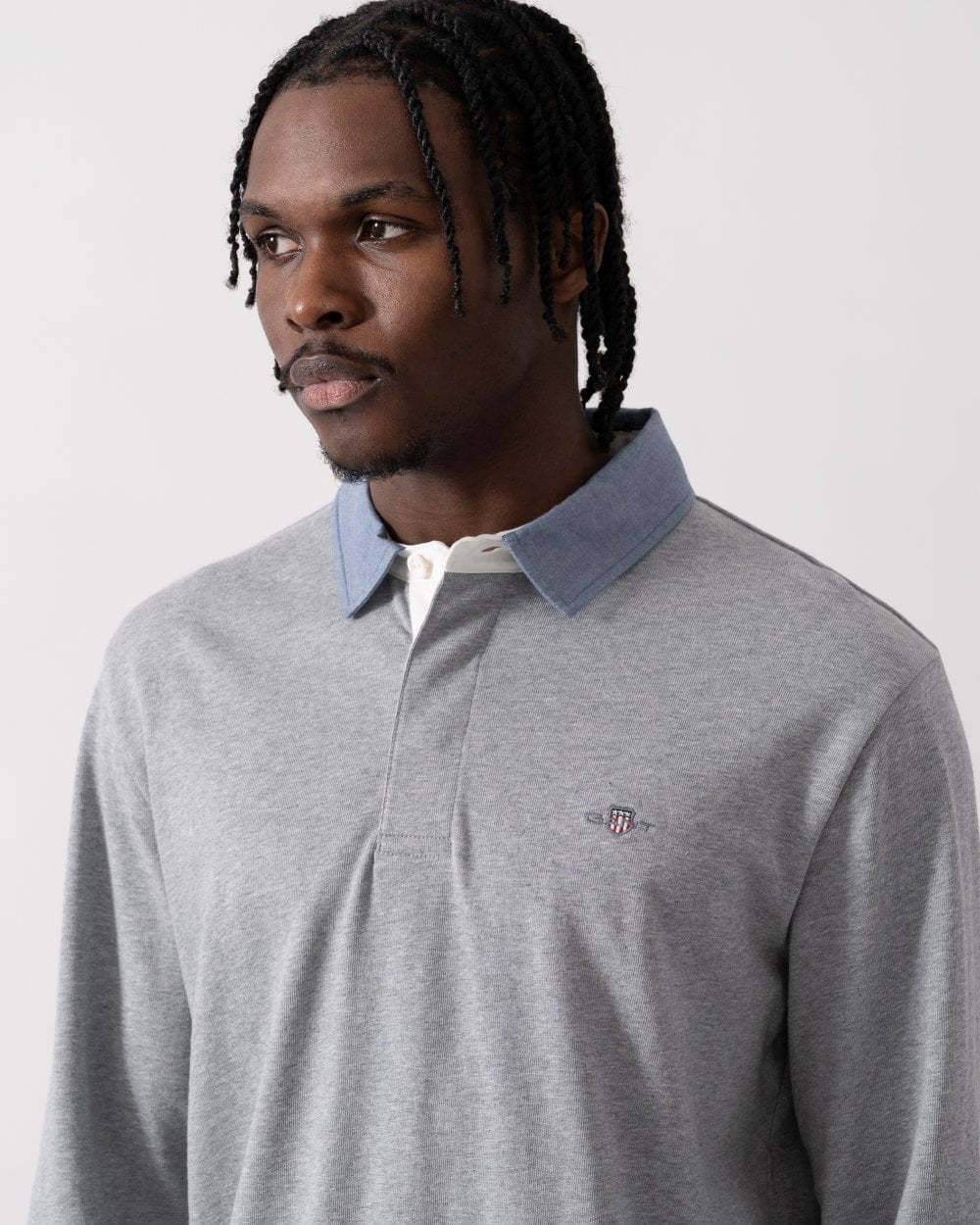 GANT Mens Regular Fit Chambray Heavy Rugger - 93 Grey Melange - Image 2