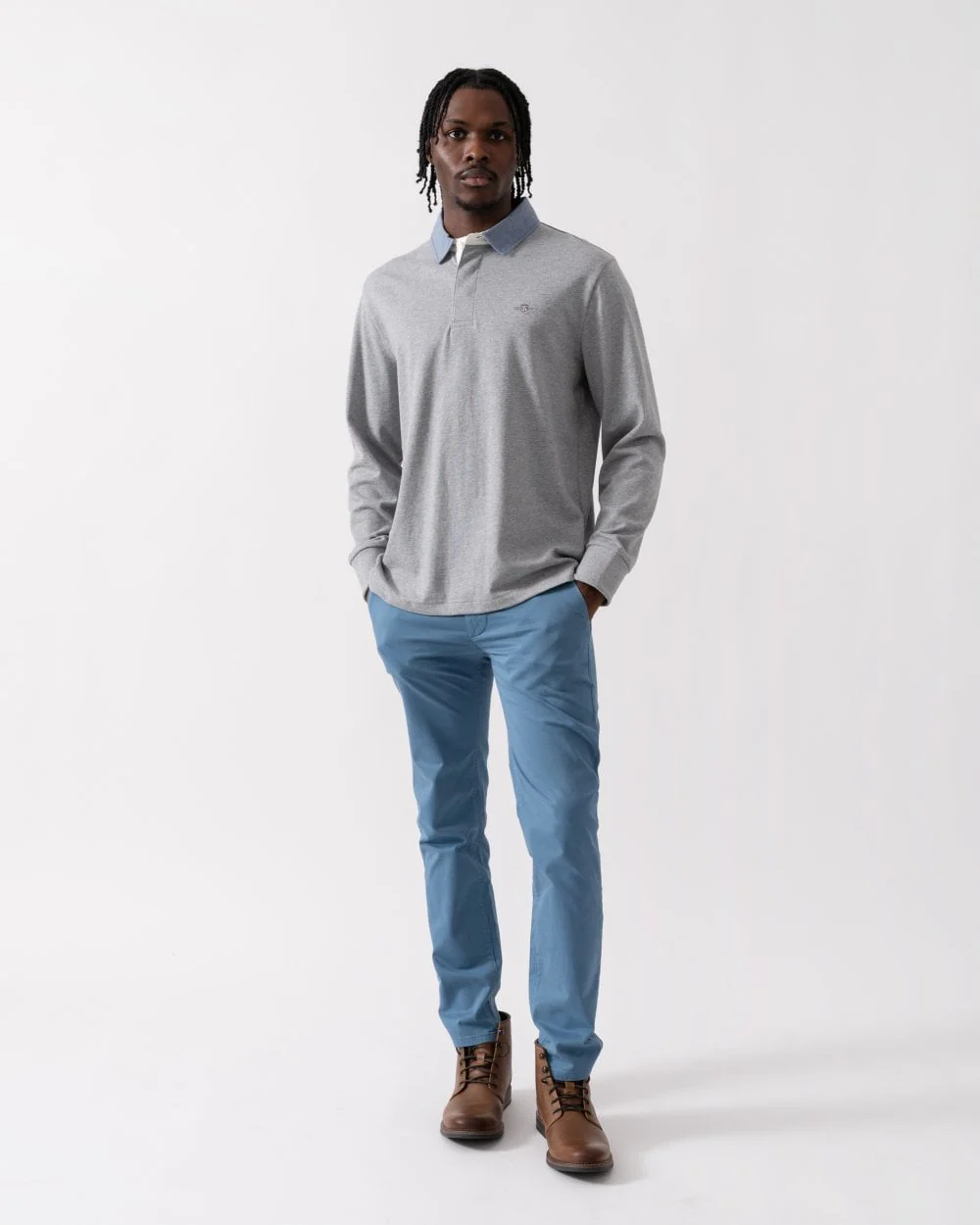 GANT Mens Regular Fit Chambray Heavy Rugger - 93 Grey Melange - Image 3