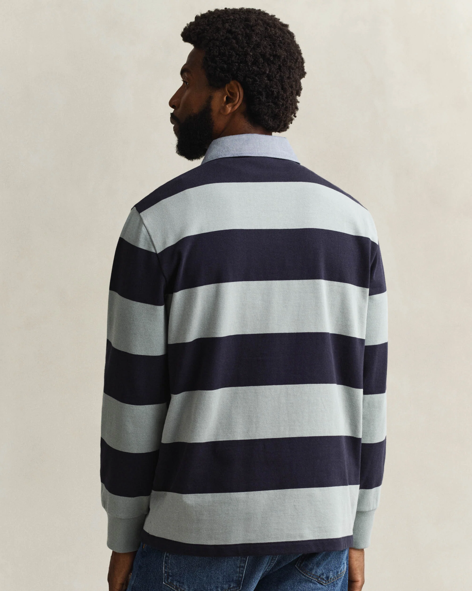 GANT Mens Regular Fit Chambray Stripe Heavy Rugger - 10 Ceramic Grey - Image 3
