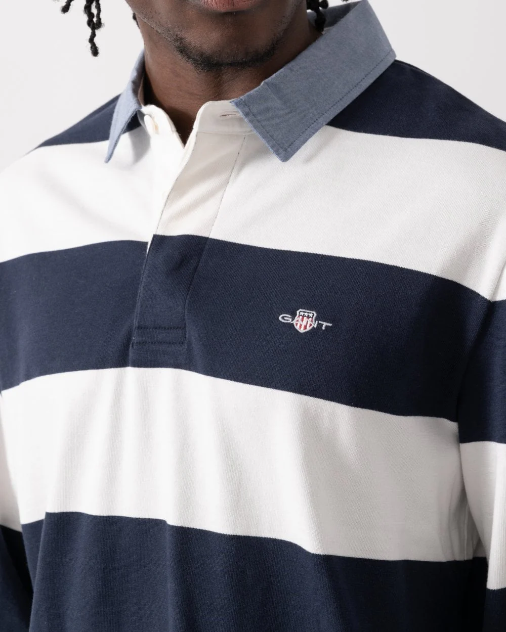 GANT Mens Regular Fit Chambray Stripe Heavy Rugger - 113 Eggshell - Image 2