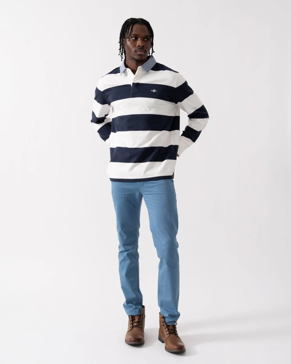 GANT Mens Regular Fit Chambray Stripe Heavy Rugger - 113 Eggshell - Image 3
