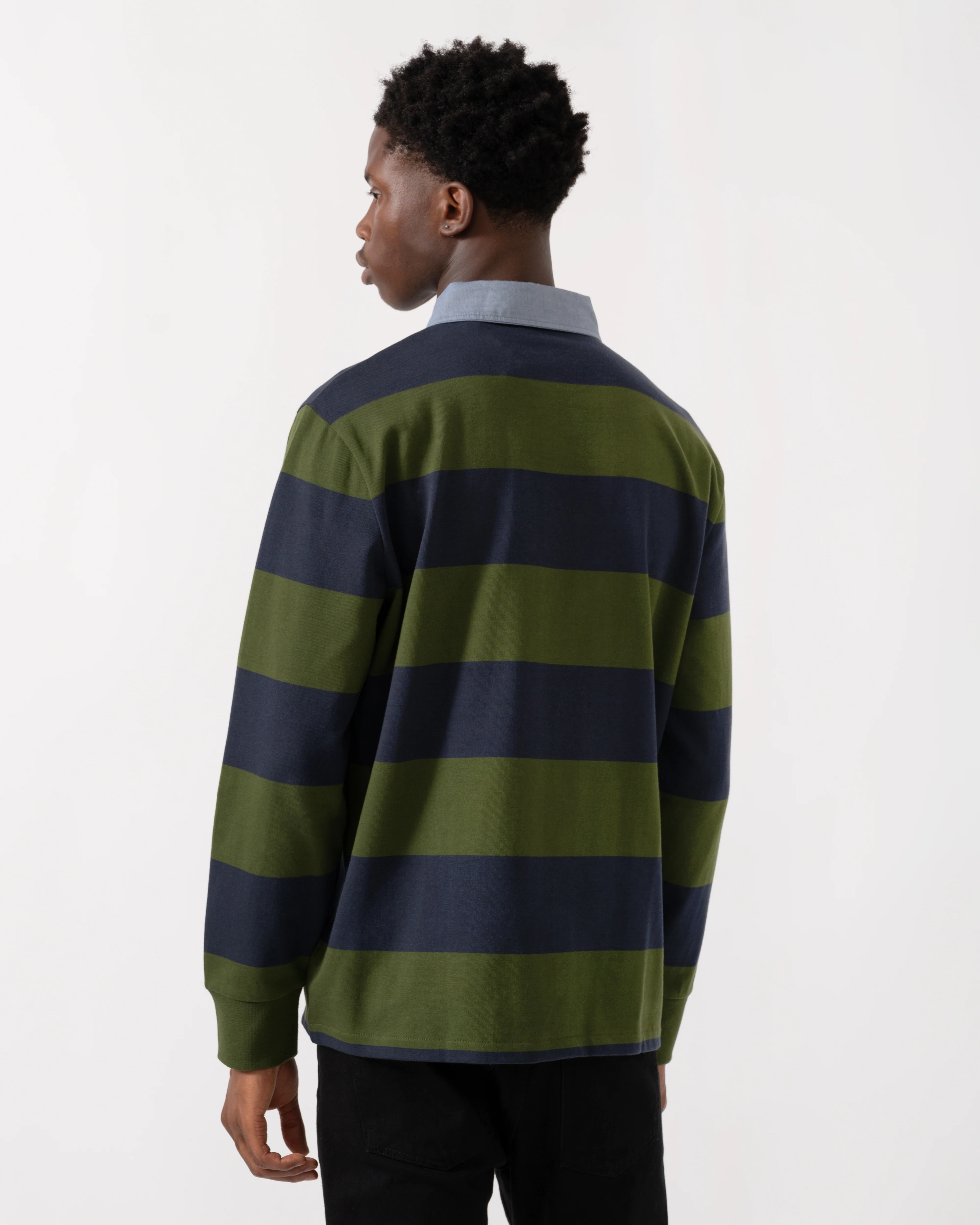 GANT Mens Regular Fit Chambray Stripe Heavy Rugger - 360 Country Green - Image 4