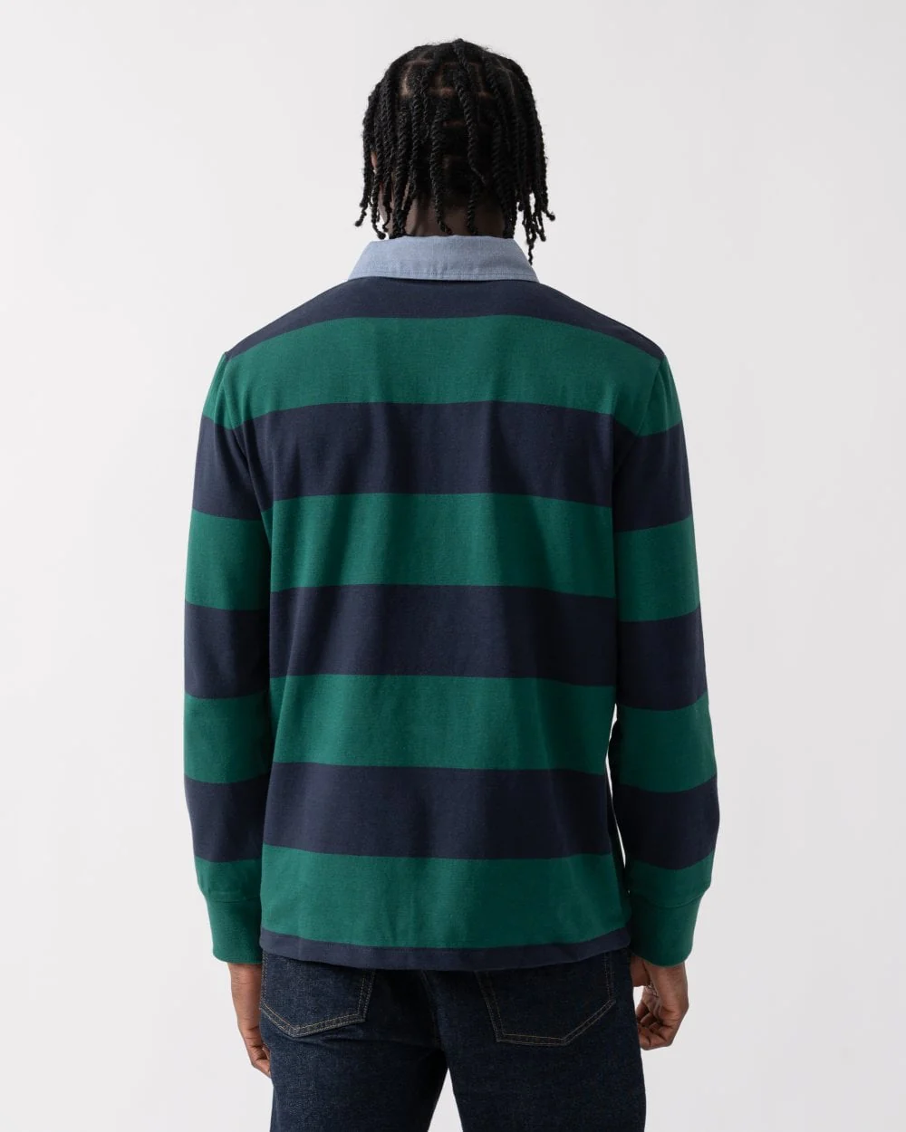 GANT Mens Regular Fit Chambray Stripe Heavy Rugger - 373 Deep Forest Green - Image 4