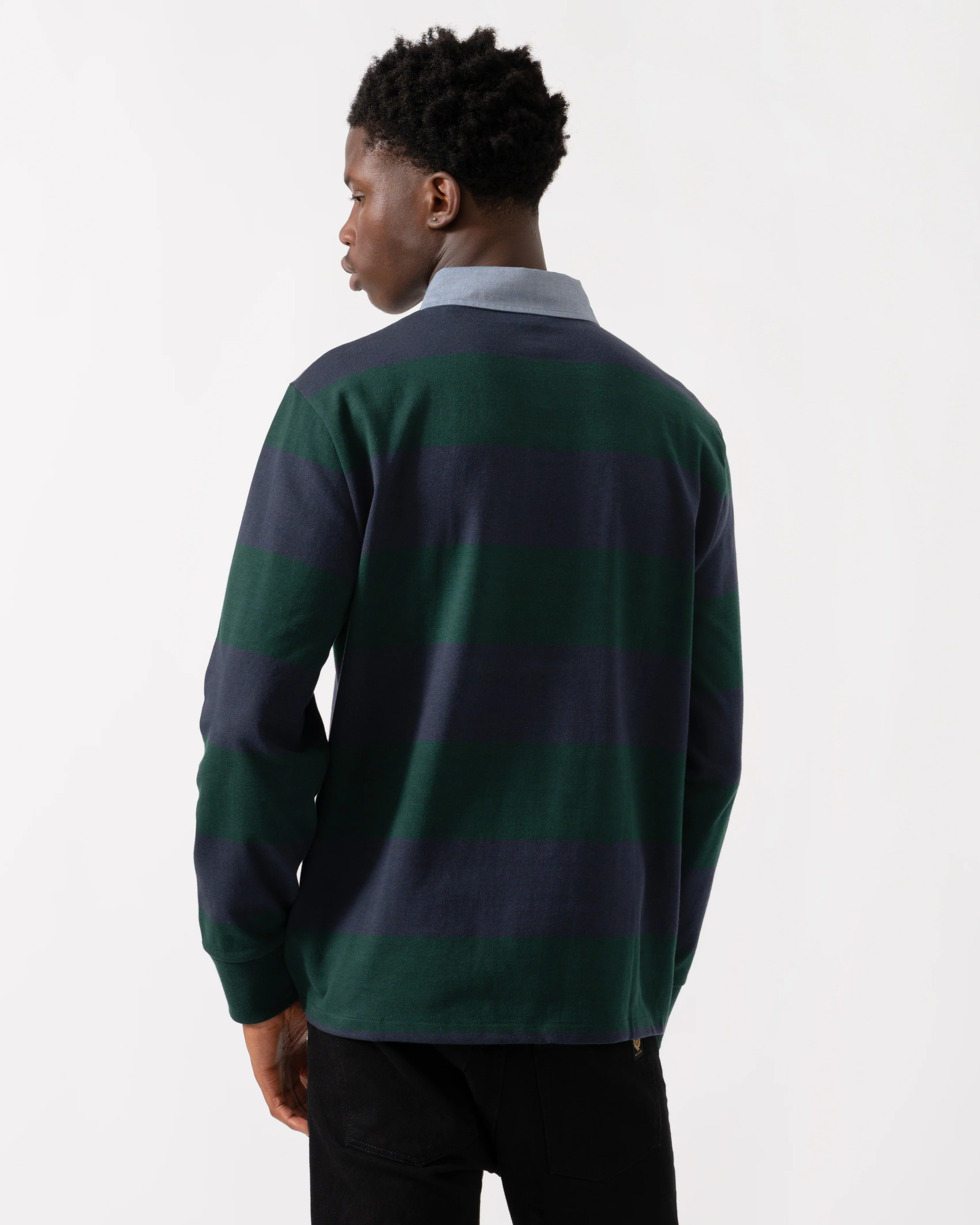 GANT Mens Regular Fit Chambray Stripe Heavy Rugger - 374 Tartan Green - Image 4