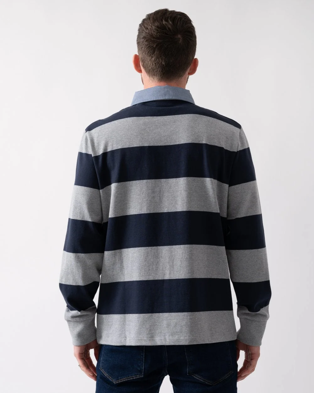 GANT Mens Regular Fit Chambray Stripe Heavy Rugger - 93 Grey Melange - Image 4