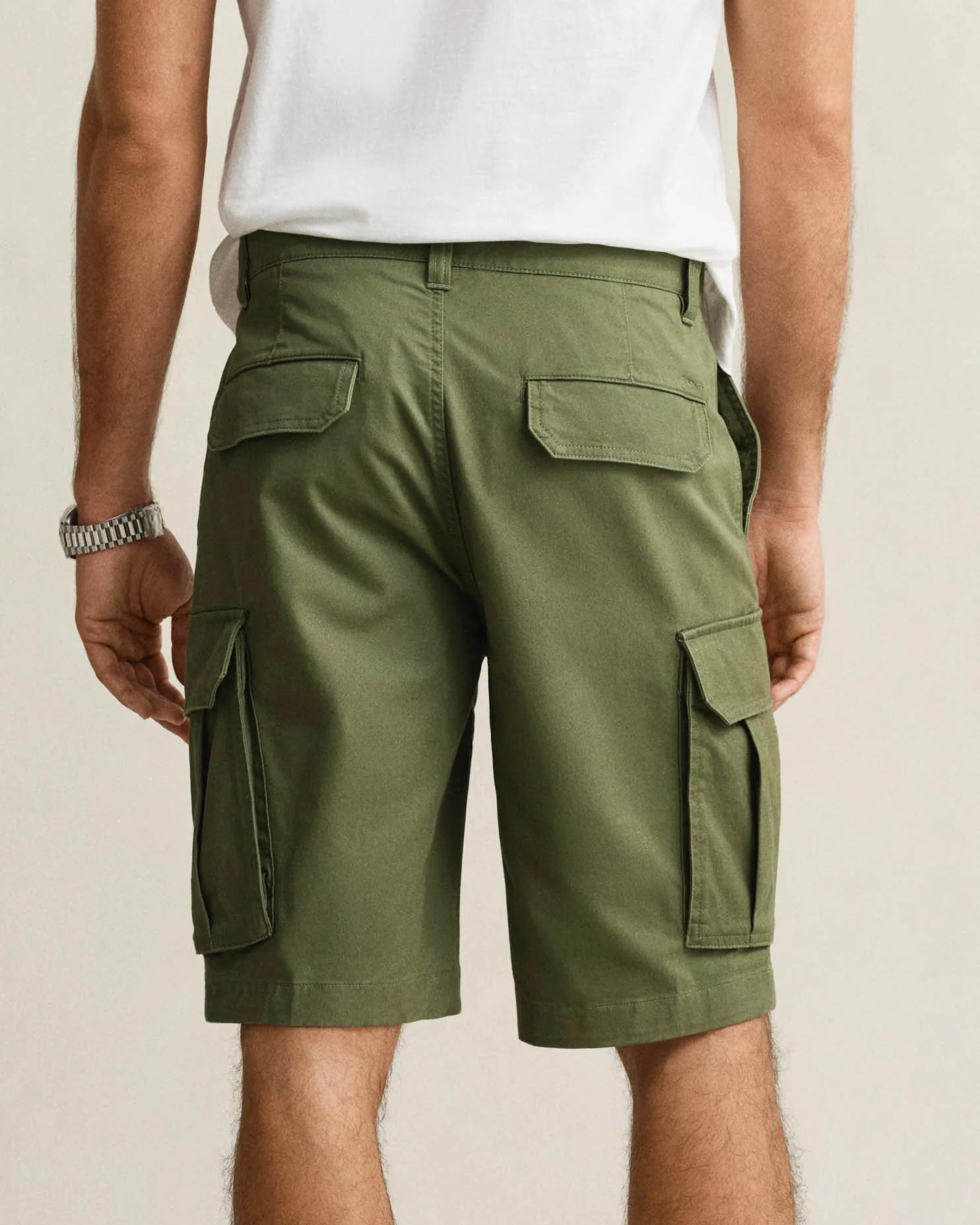 GANT Mens Regular Fit Classic Cargo Shorts - 379 Dry Herb Green - Image 3