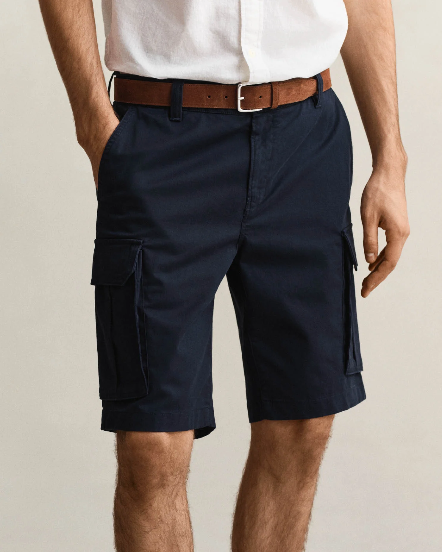 GANT Mens Regular Fit Classic Cargo Shorts - 433 Evening Blue - Image 2