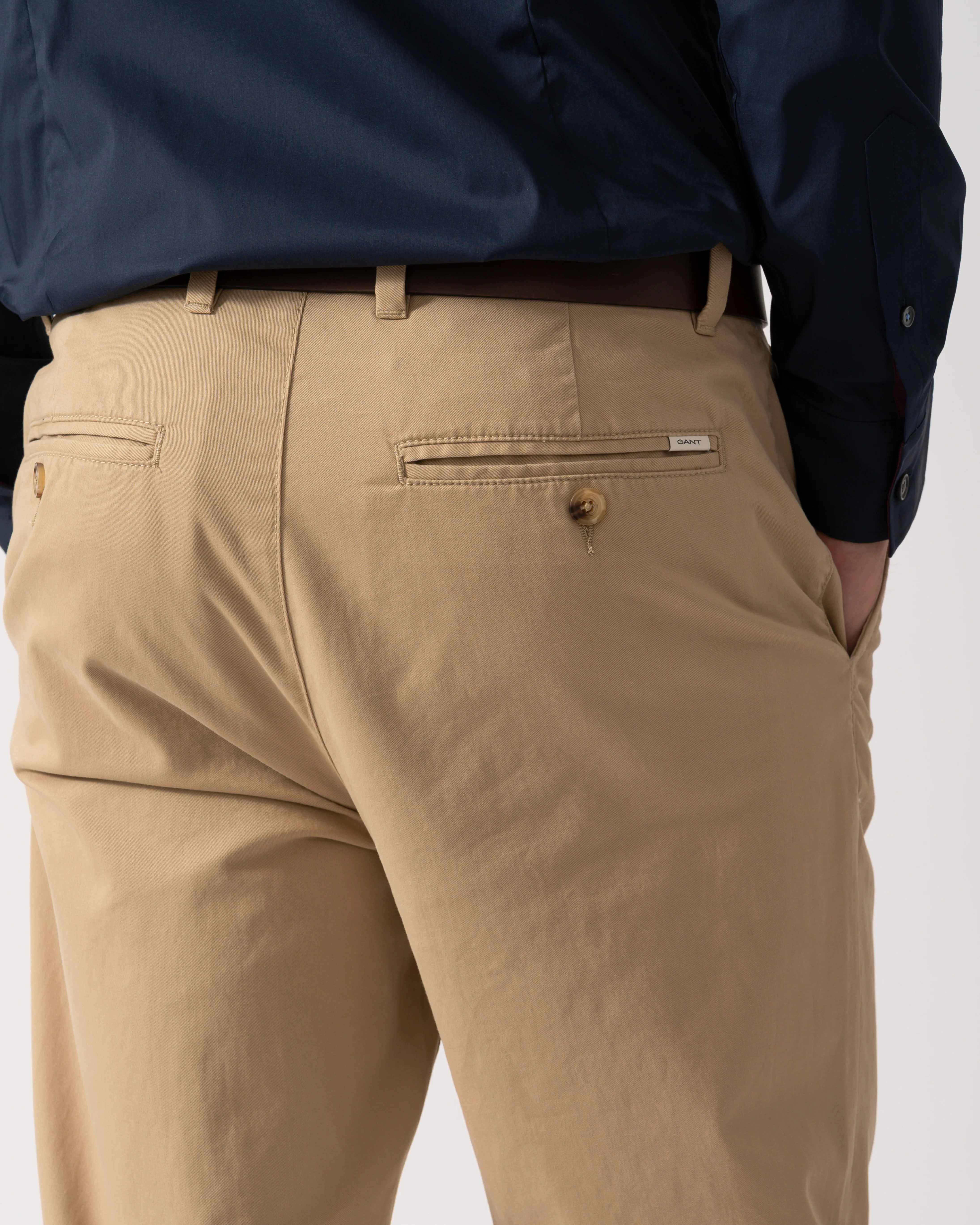 GANT Mens Regular Fit Classic Chinos - 248 Dark Khaki - Image 3