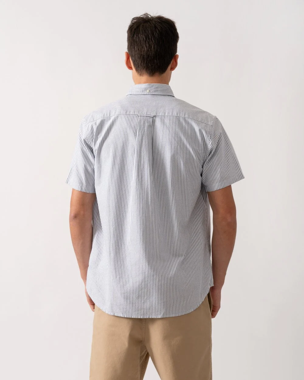 GANT Mens Regular Fit Classic Oxford Stripe Short Sleeve Shirt - 423 Persian Blue - Image 4