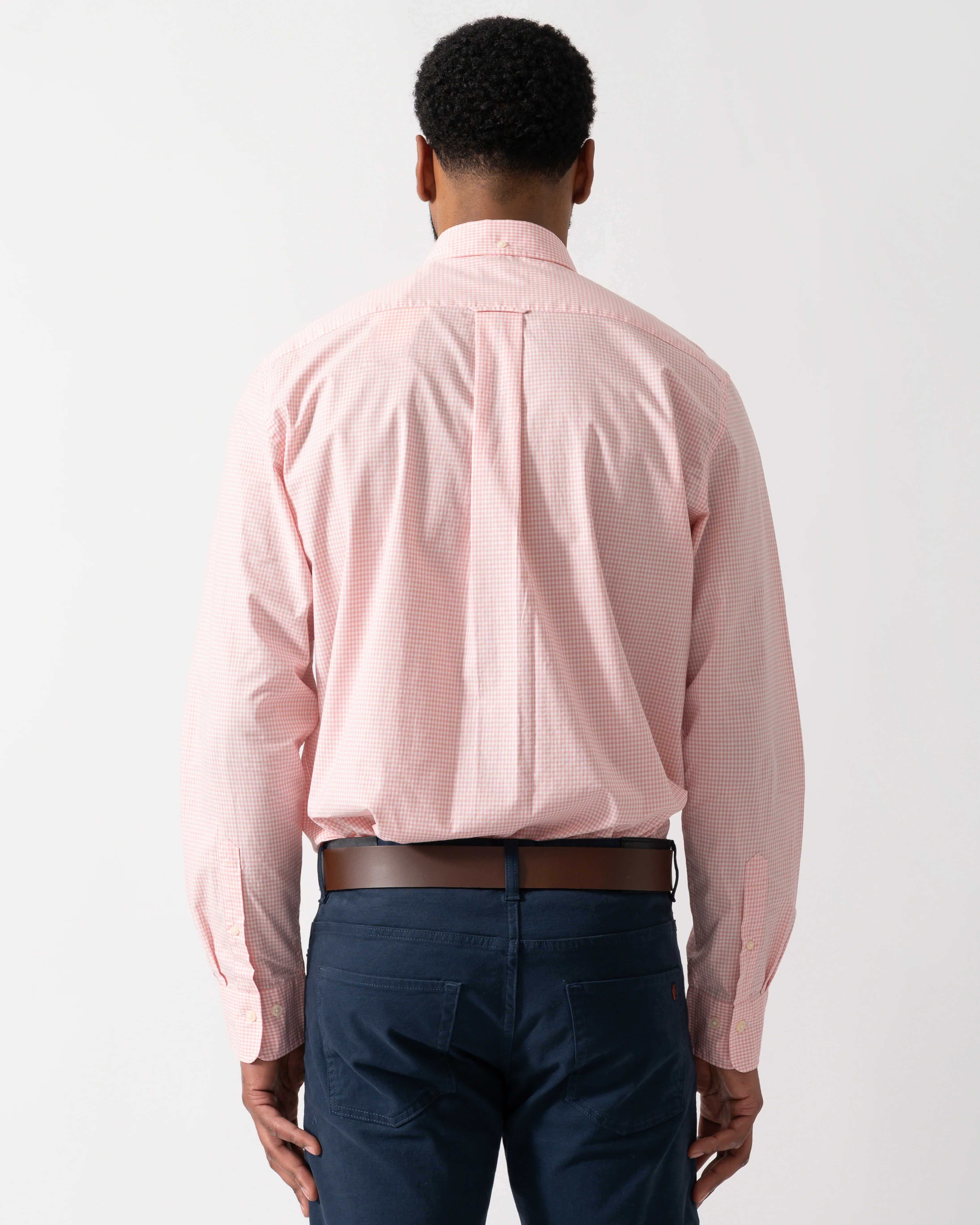 GANT Mens Regular Fit Classic Poplin Gingham Shirt - 666 Washed Pink - Image 4