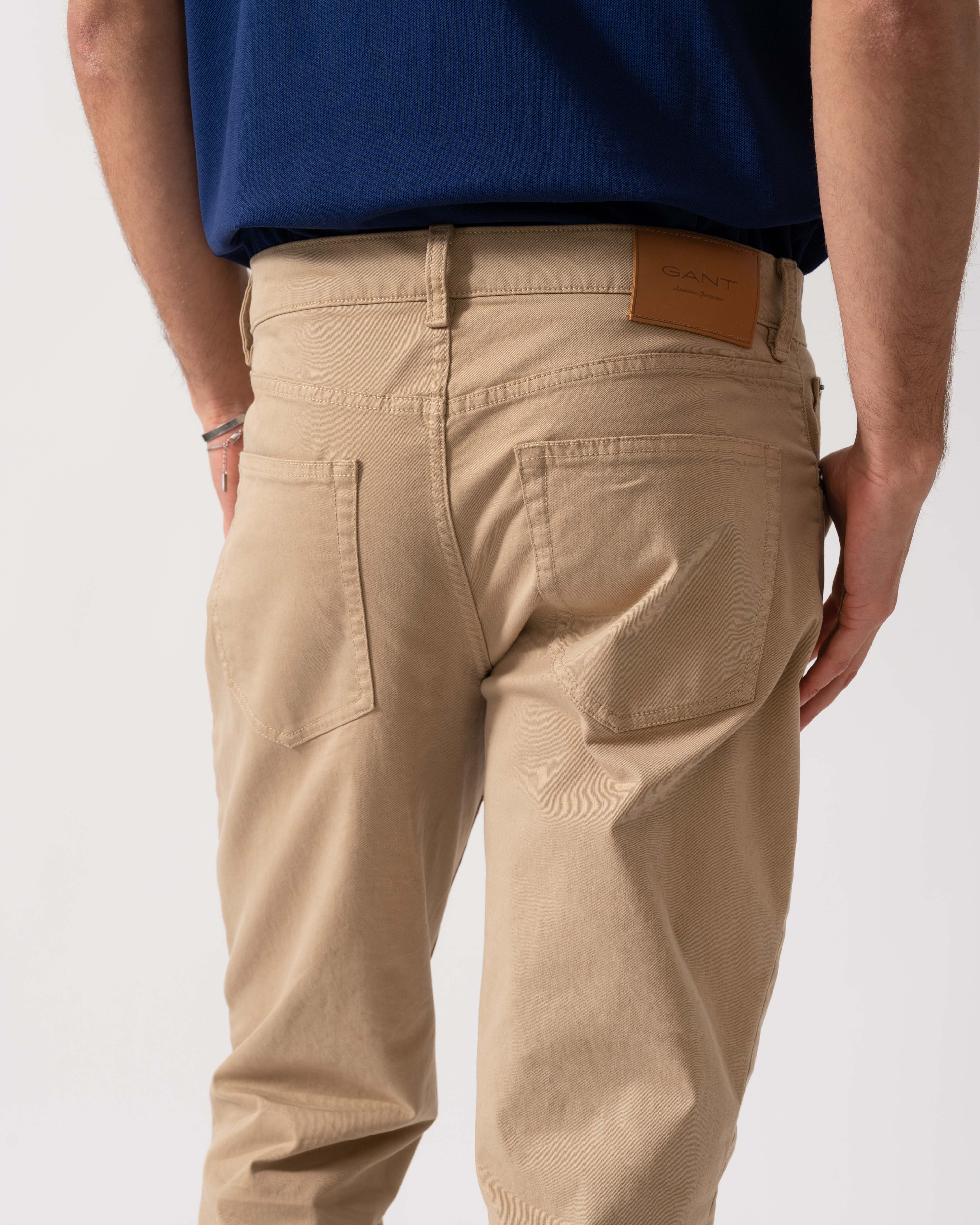 GANT Mens Regular Fit Desert Jeans - 248 Dark Khaki - Image 3