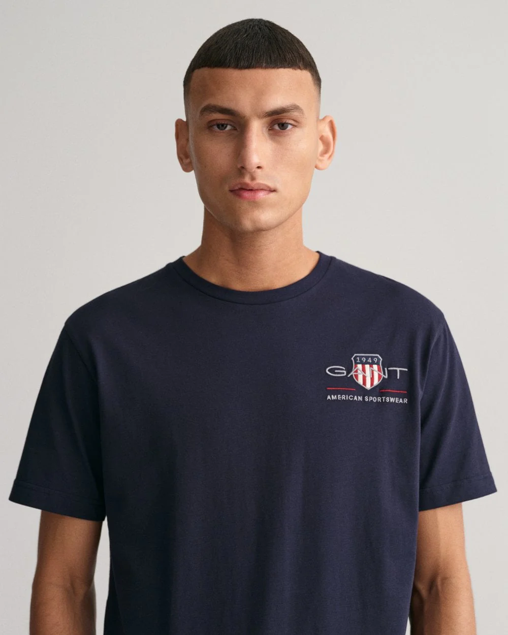 GANT Mens Regular Fit Embroidered Archive Shield T-Shirt - 433 Evening Blue - Image 2