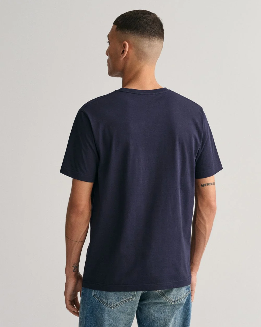 GANT Mens Regular Fit Embroidered Archive Shield T-Shirt - 433 Evening Blue - Image 4