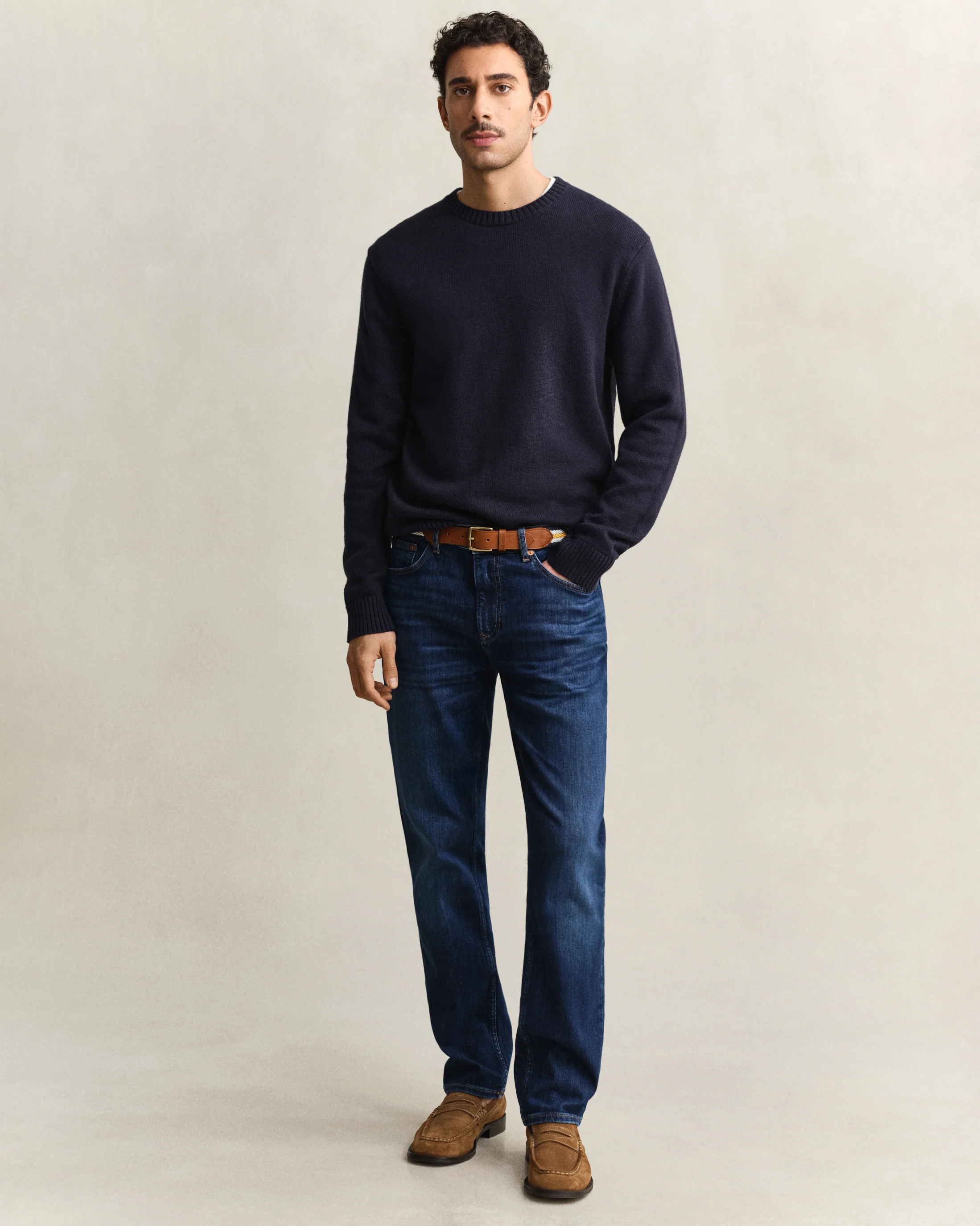 GANT Mens Regular Fit Gant Jeans - 971 Mid Blue Worn In - Image 3