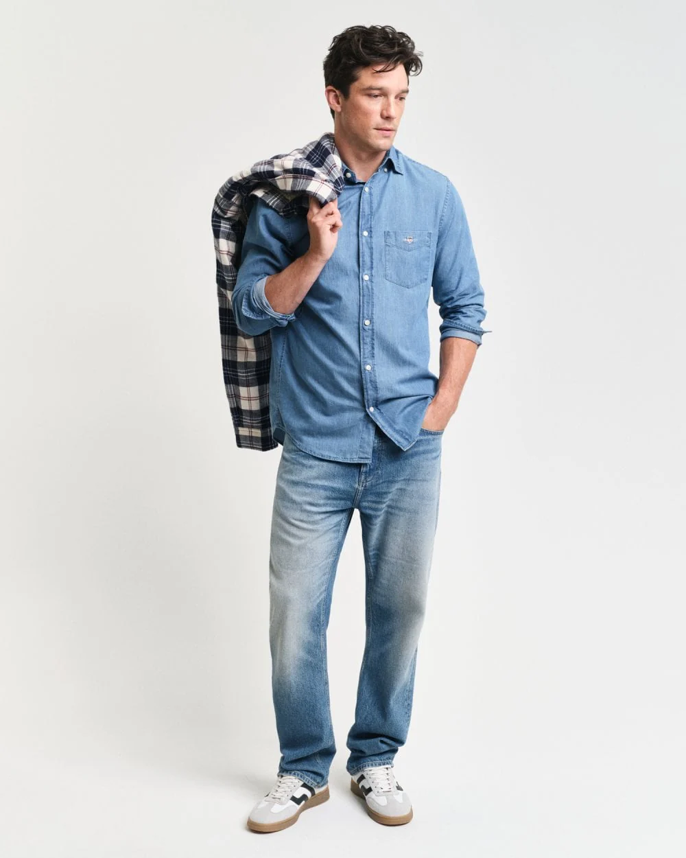 GANT Mens Regular Fit Indigo Shirt - 980 Semi Light Blue - Image 3