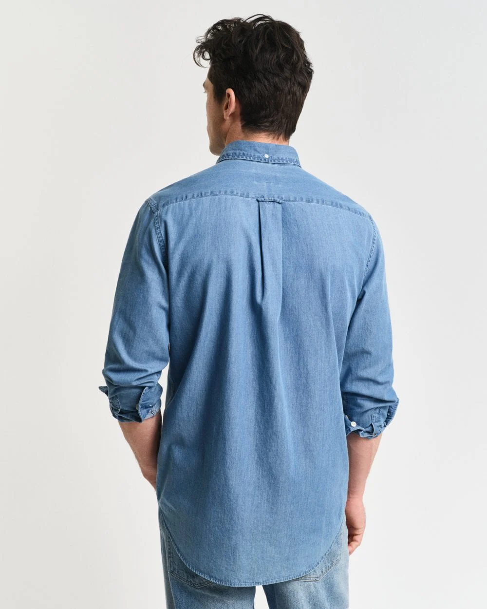 GANT Mens Regular Fit Indigo Shirt - 980 Semi Light Blue - Image 4