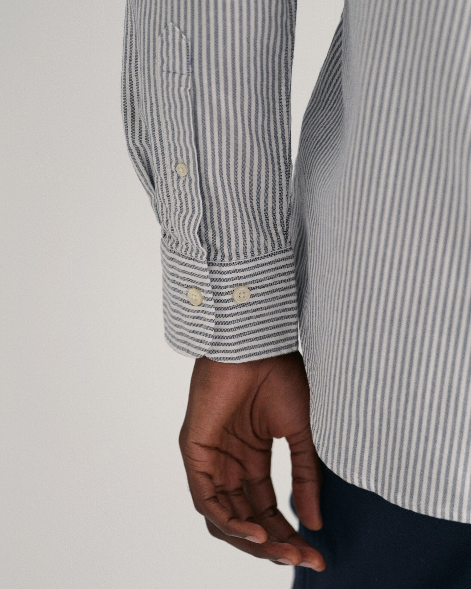GANT Mens Regular Fit Long Sleeve Oxford Banker Stripe Shirt - 423 Persian Blue - Image 4
