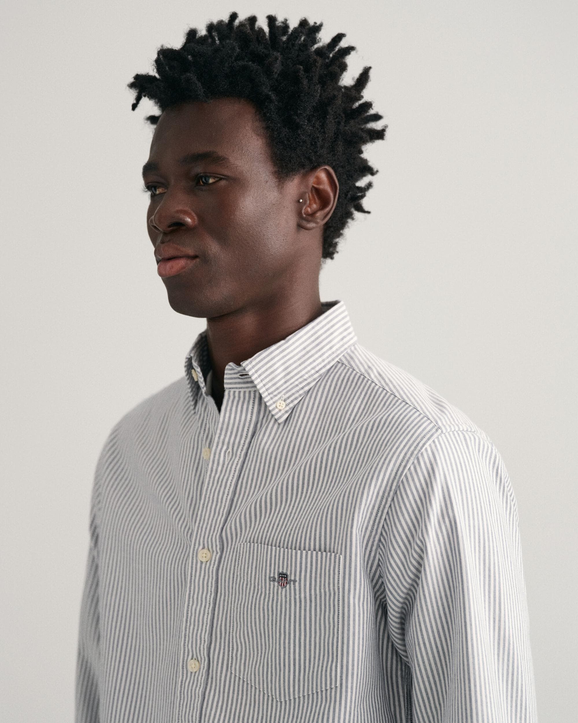 GANT Mens Regular Fit Long Sleeve Oxford Banker Stripe Shirt - 423 Persian Blue - Image 5