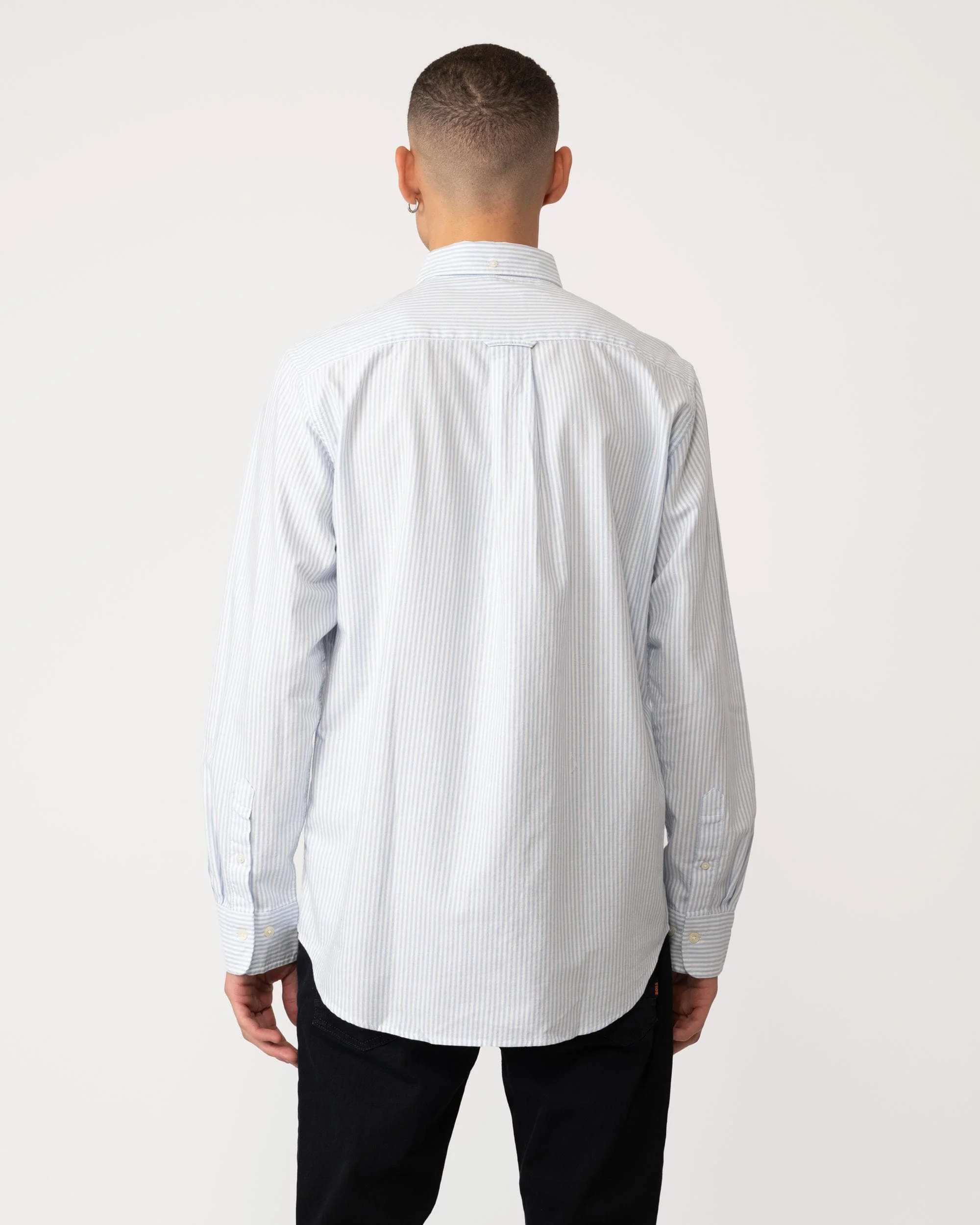 GANT Mens Regular Fit Long Sleeve Oxford Banker Stripe Shirt - 455 Light Blue - Image 5