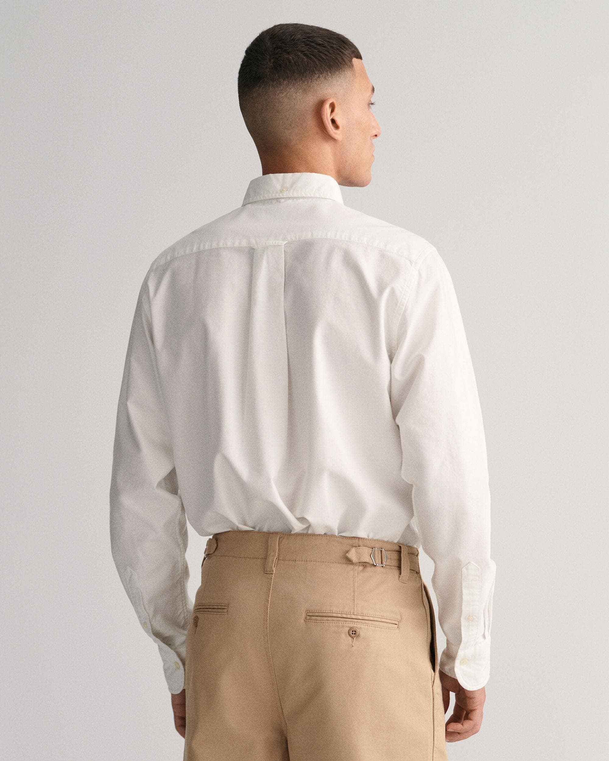 GANT Mens Regular Fit Long Sleeve Oxford Shirt - 110 White - Image 3