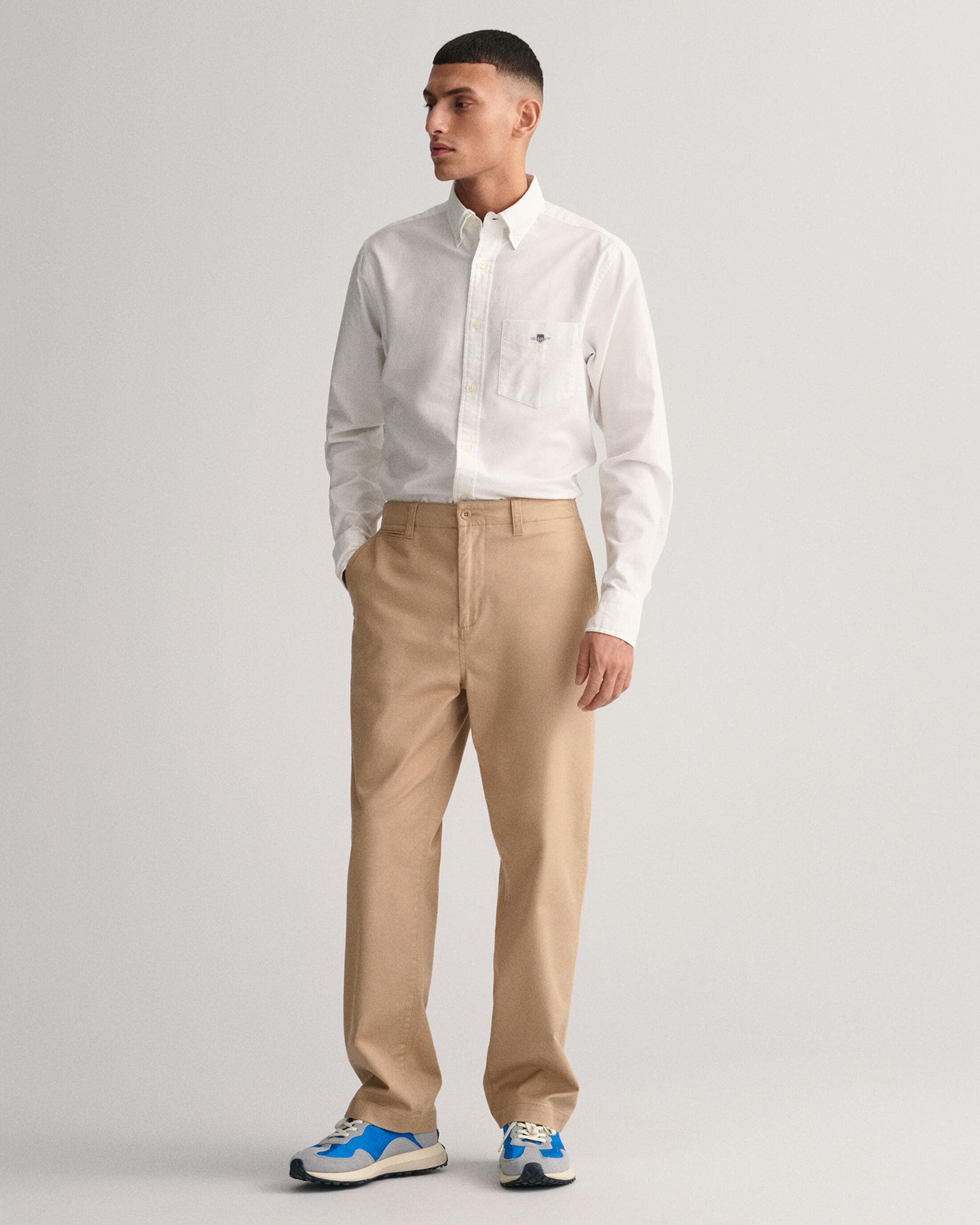 GANT Mens Regular Fit Long Sleeve Oxford Shirt - 110 White - Image 4