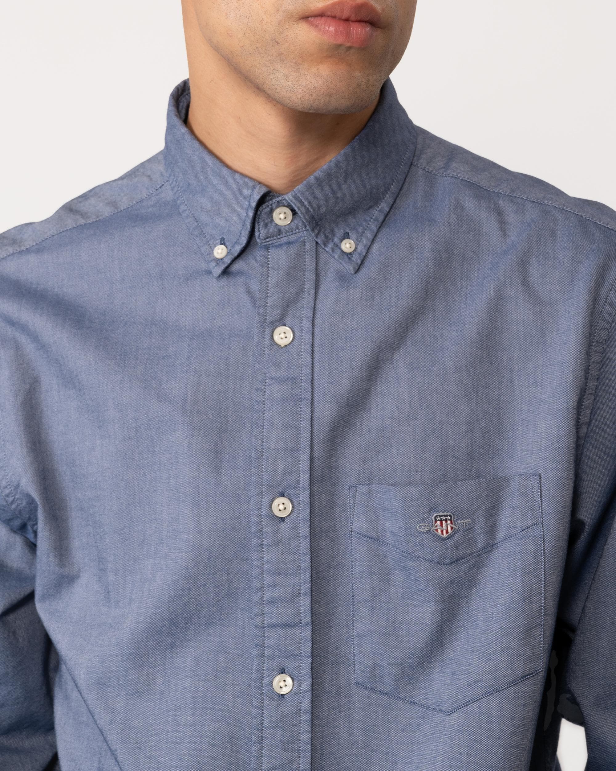 GANT Mens Regular Fit Long Sleeve Oxford Shirt - 423 Persian Blue - Image 2