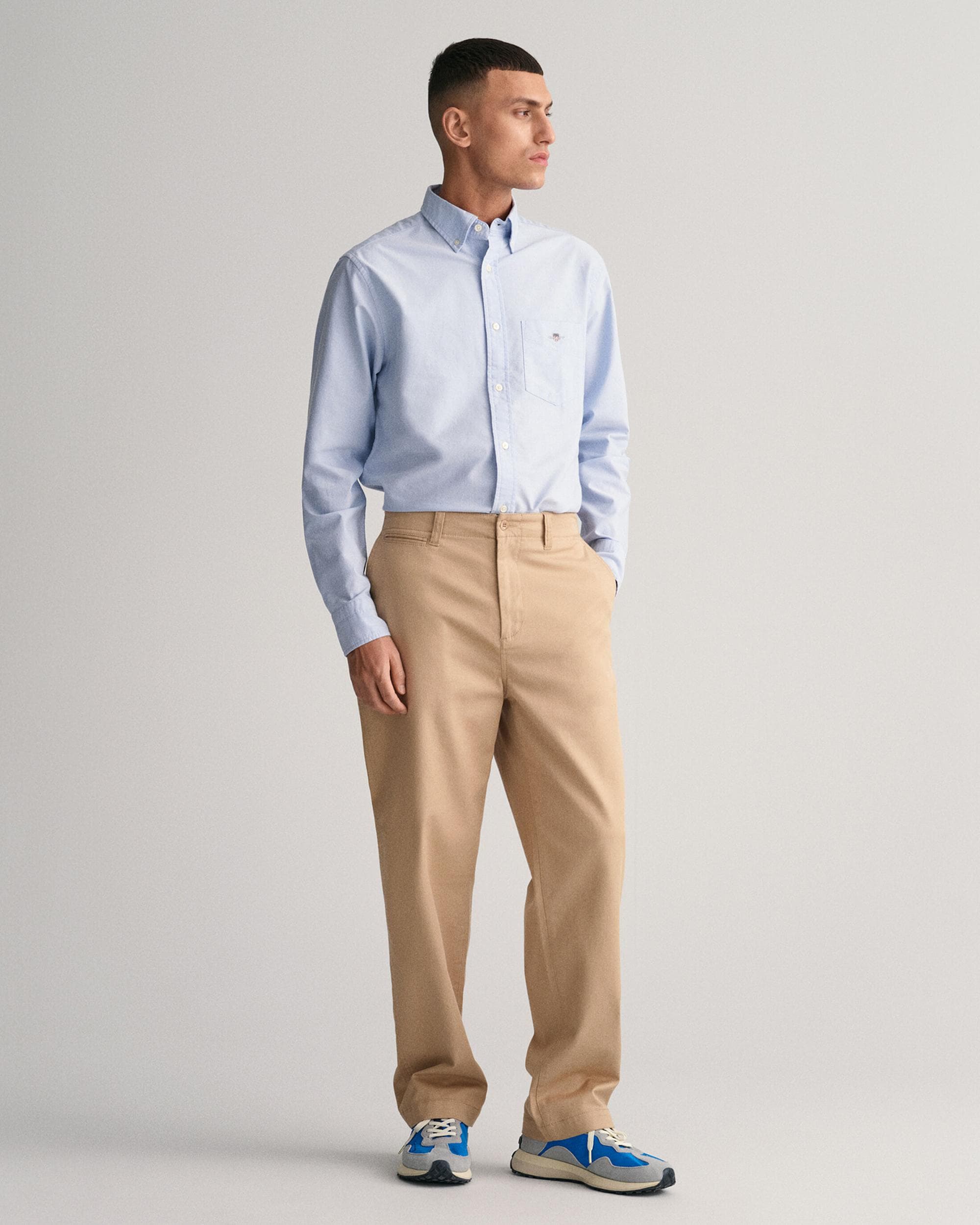 GANT Mens Regular Fit Long Sleeve Oxford Shirt - 455 Light Blue - Image 3