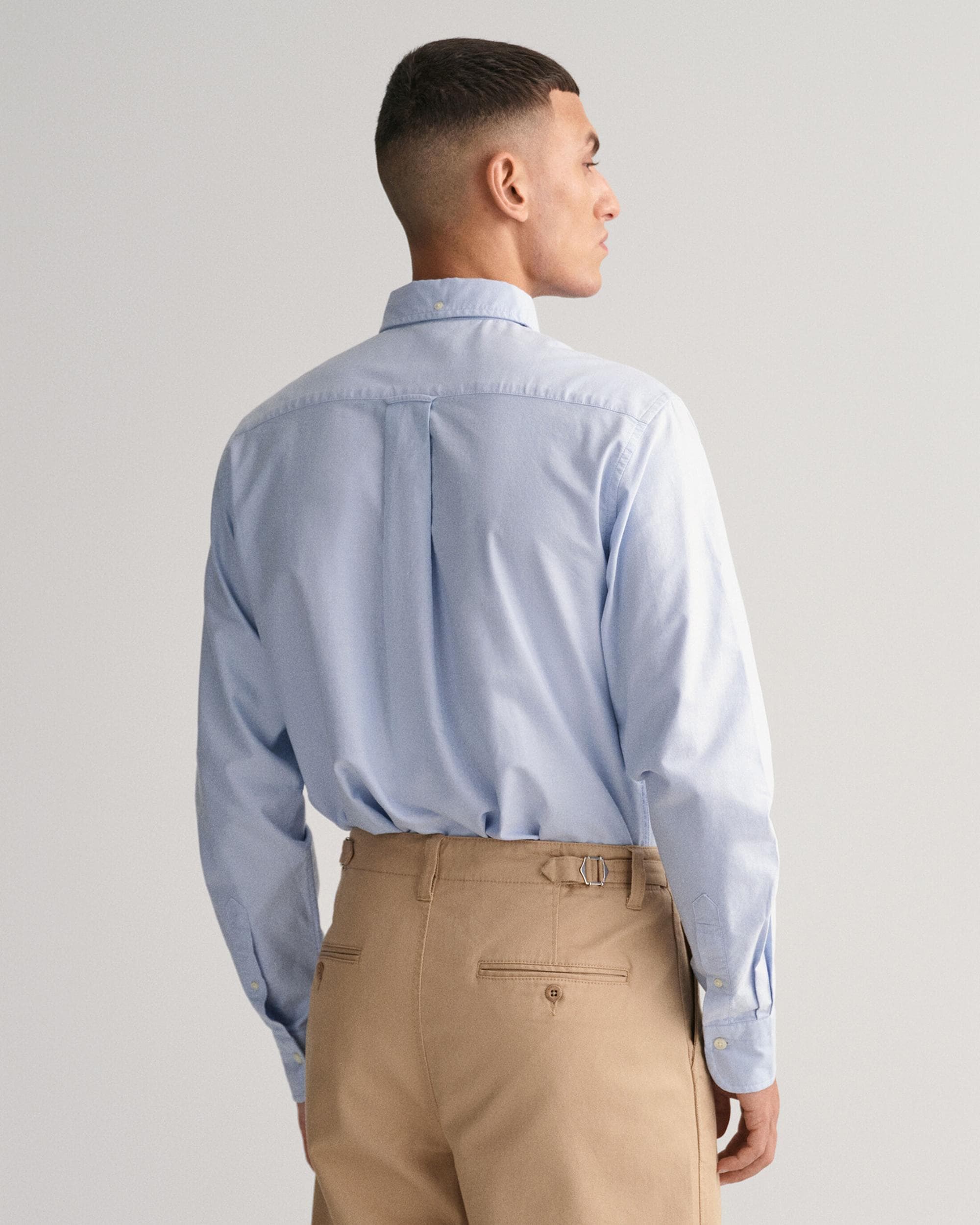 GANT Mens Regular Fit Long Sleeve Oxford Shirt - 455 Light Blue - Image 4