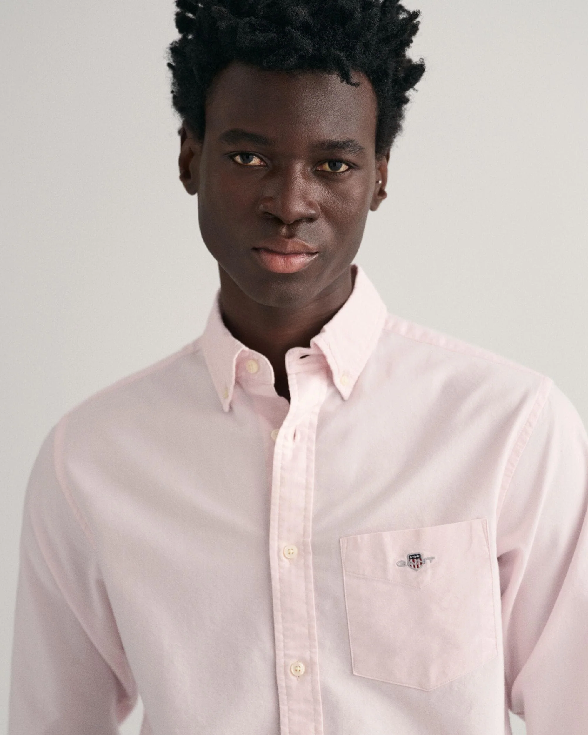 GANT Mens Regular Fit Long Sleeve Oxford Shirt - 662 Light Pink - Image 3