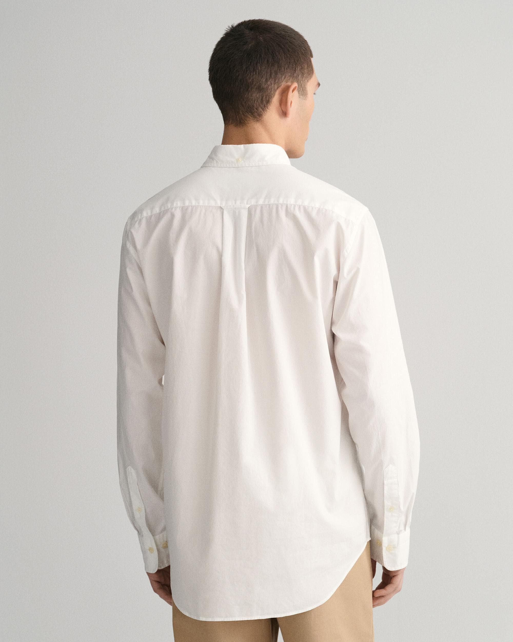 GANT Mens Regular Fit Long Sleeve Poplin Shirt - 110 White - Image 2