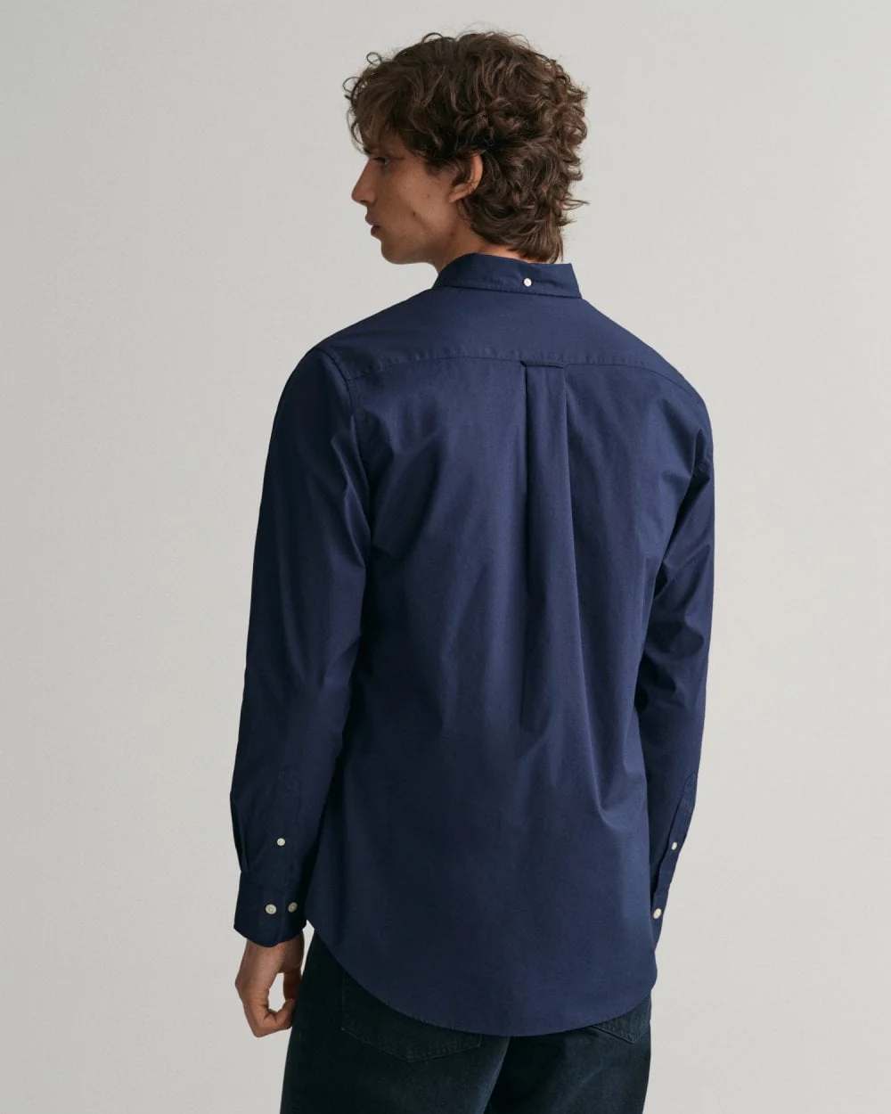 GANT Mens Regular Fit Long Sleeve Poplin Shirt - 410 Marine - Image 4