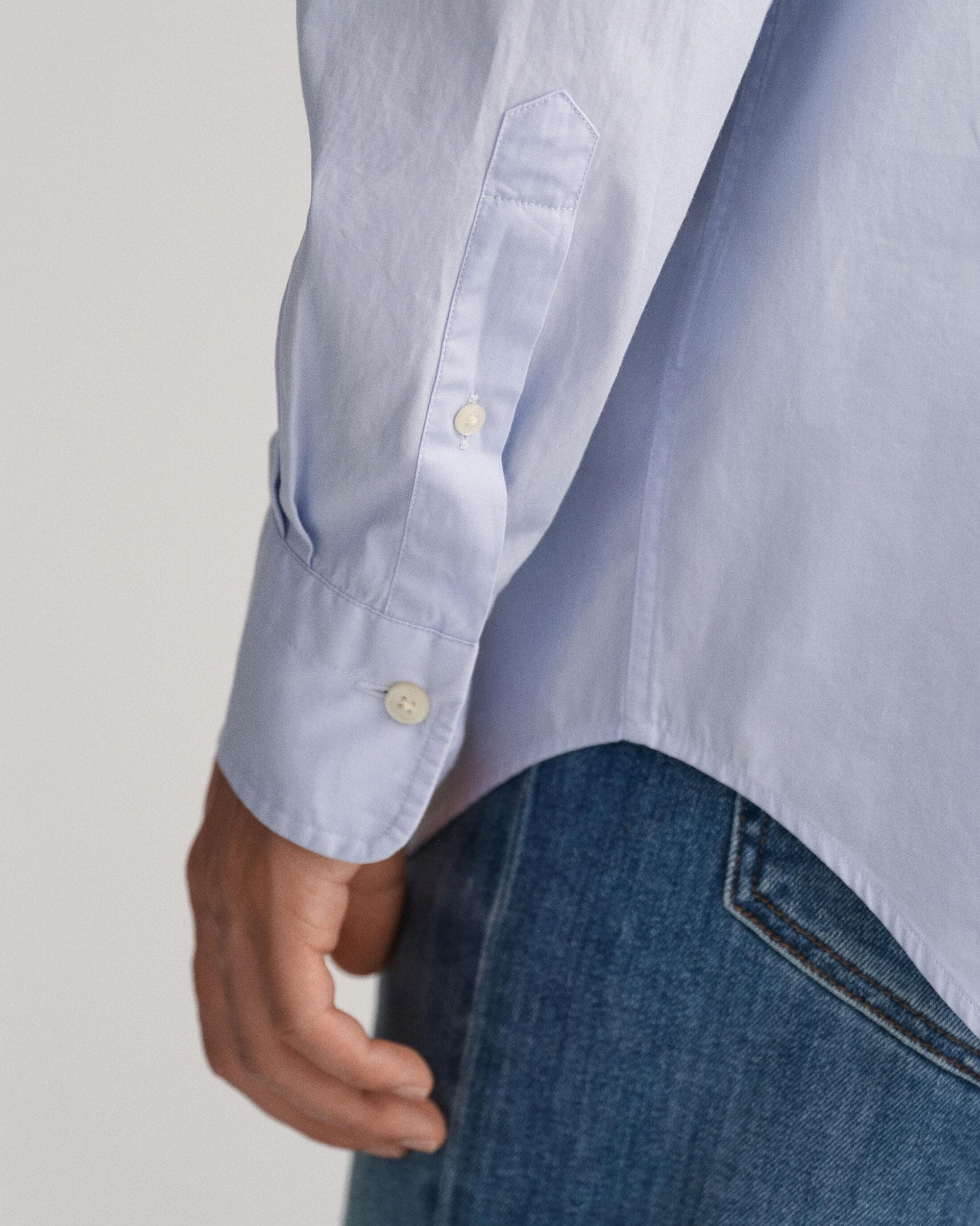GANT Mens Regular Fit Long Sleeve Poplin Shirt - 455 Light Blue - Image 5