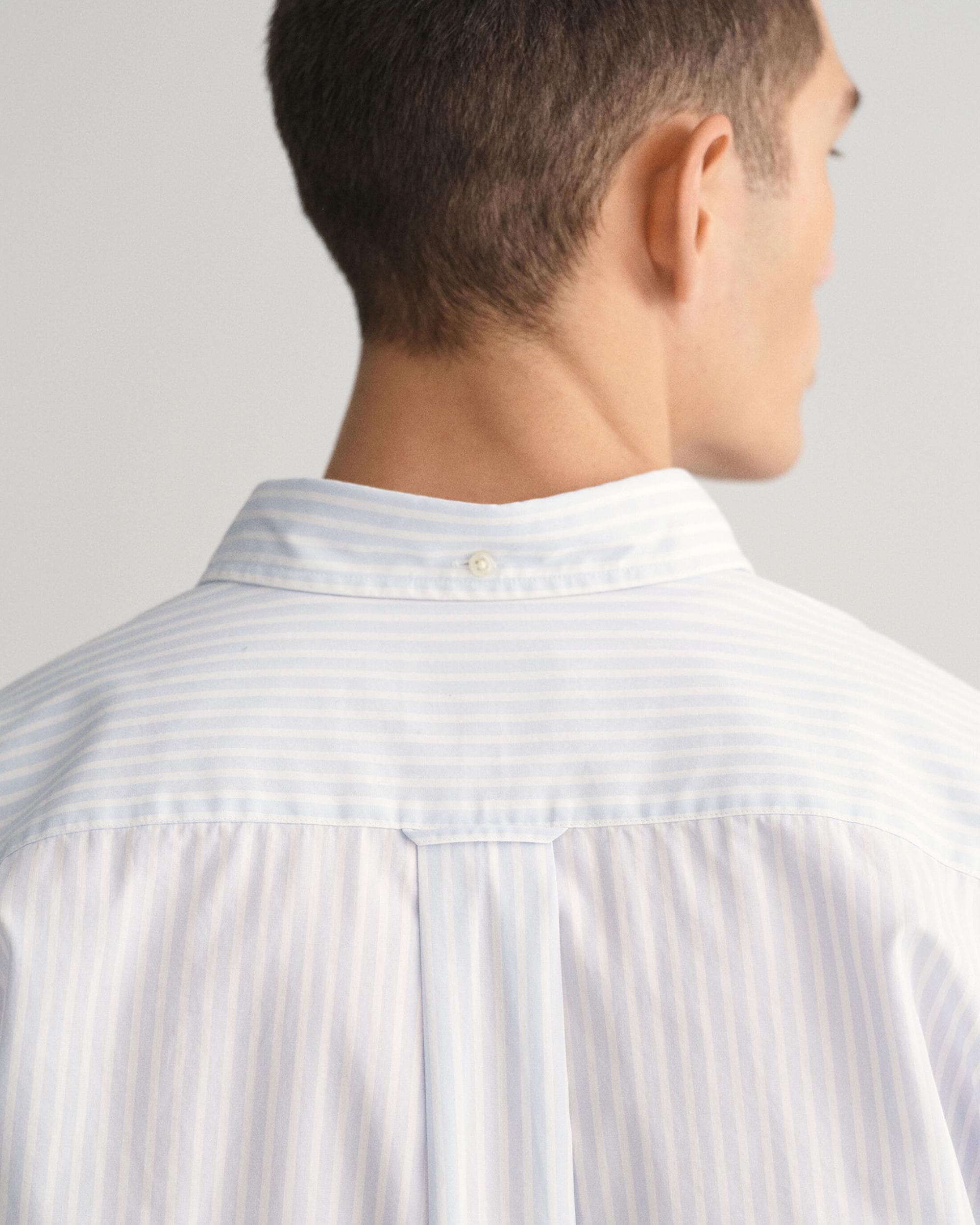 GANT Mens Regular Fit Long Sleeve Poplin Stripe Shirt - 455 Light Blue - Image 5