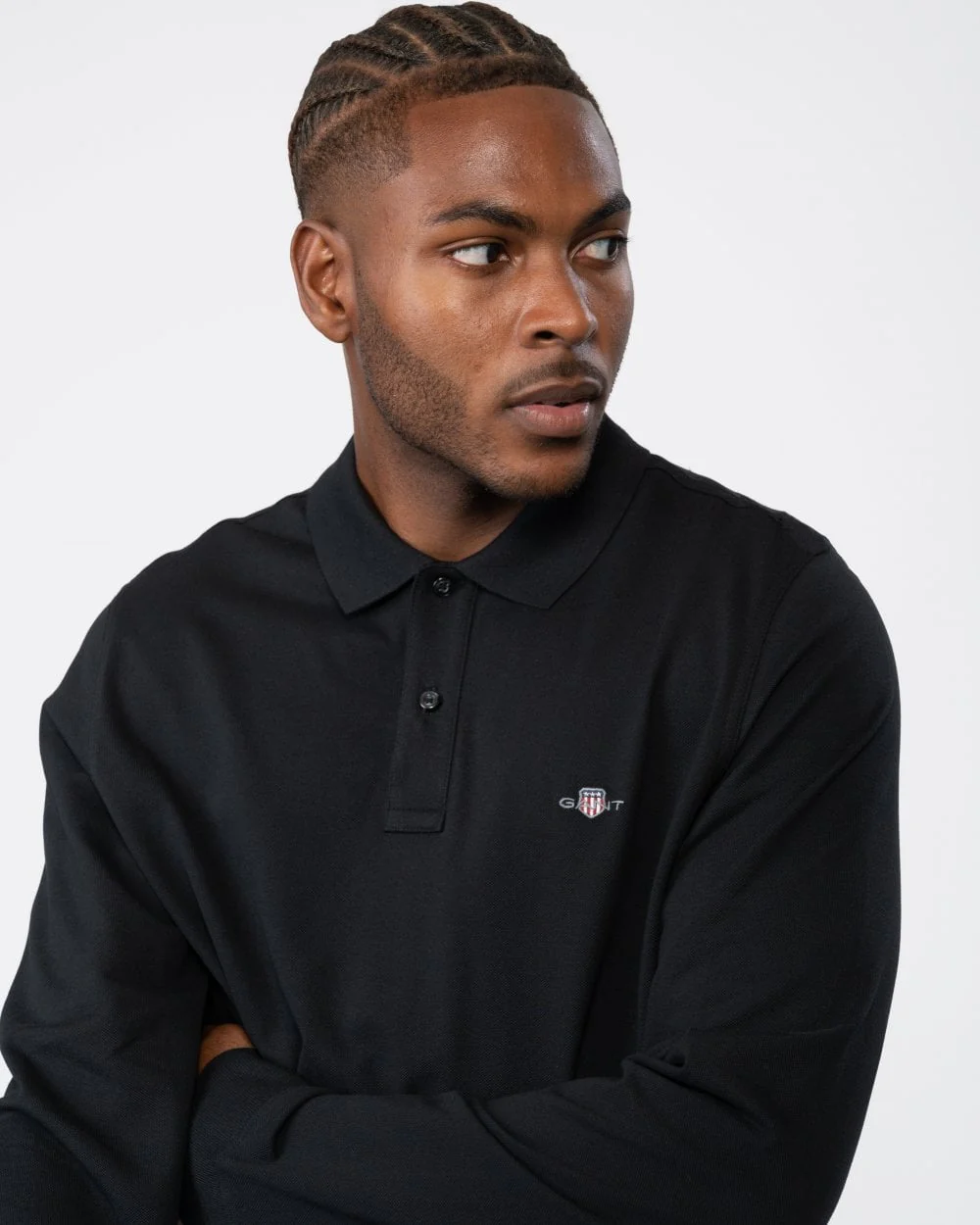 GANT Mens Regular Fit Long Sleeve Shield Logo Pique Rugger - 5 Black - Image 2