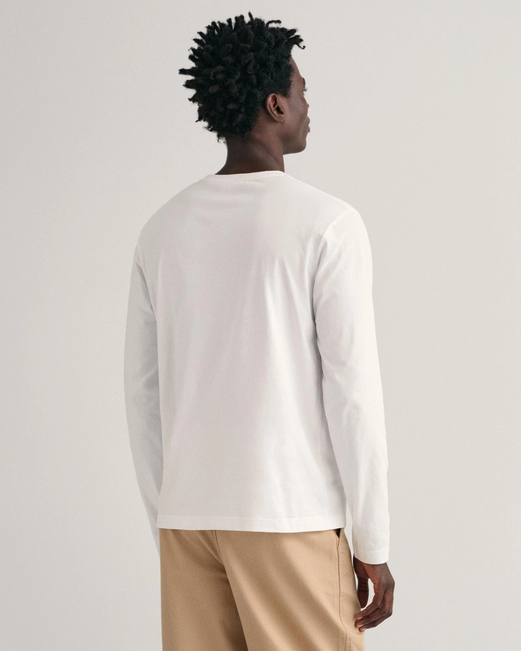 GANT Mens Regular Fit Long Sleeve Shield Logo T-Shirt - 113 Eggshell - Image 4