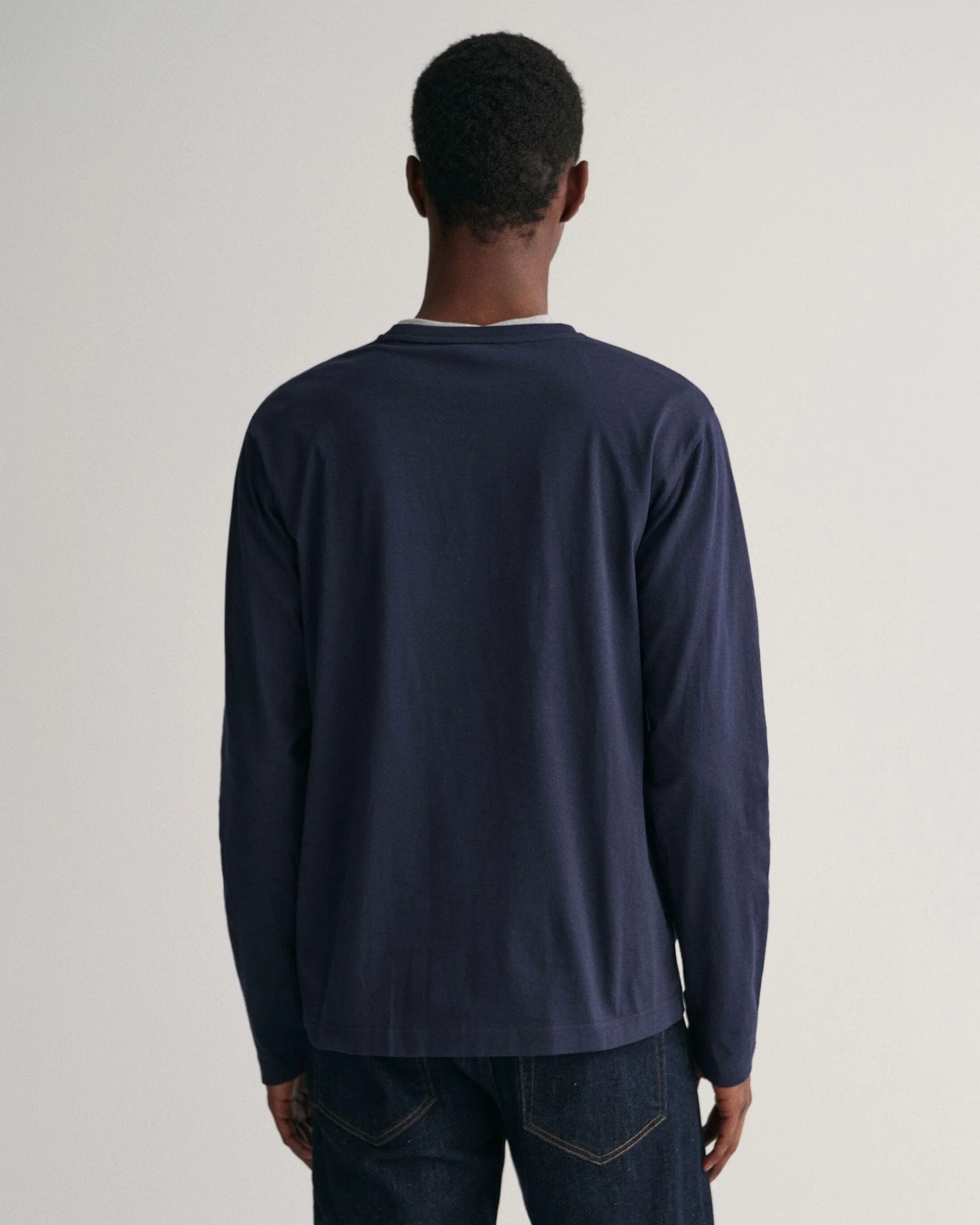 GANT Mens Regular Fit Long Sleeve Shield Logo T-Shirt - 433 Evening Blue - Image 4