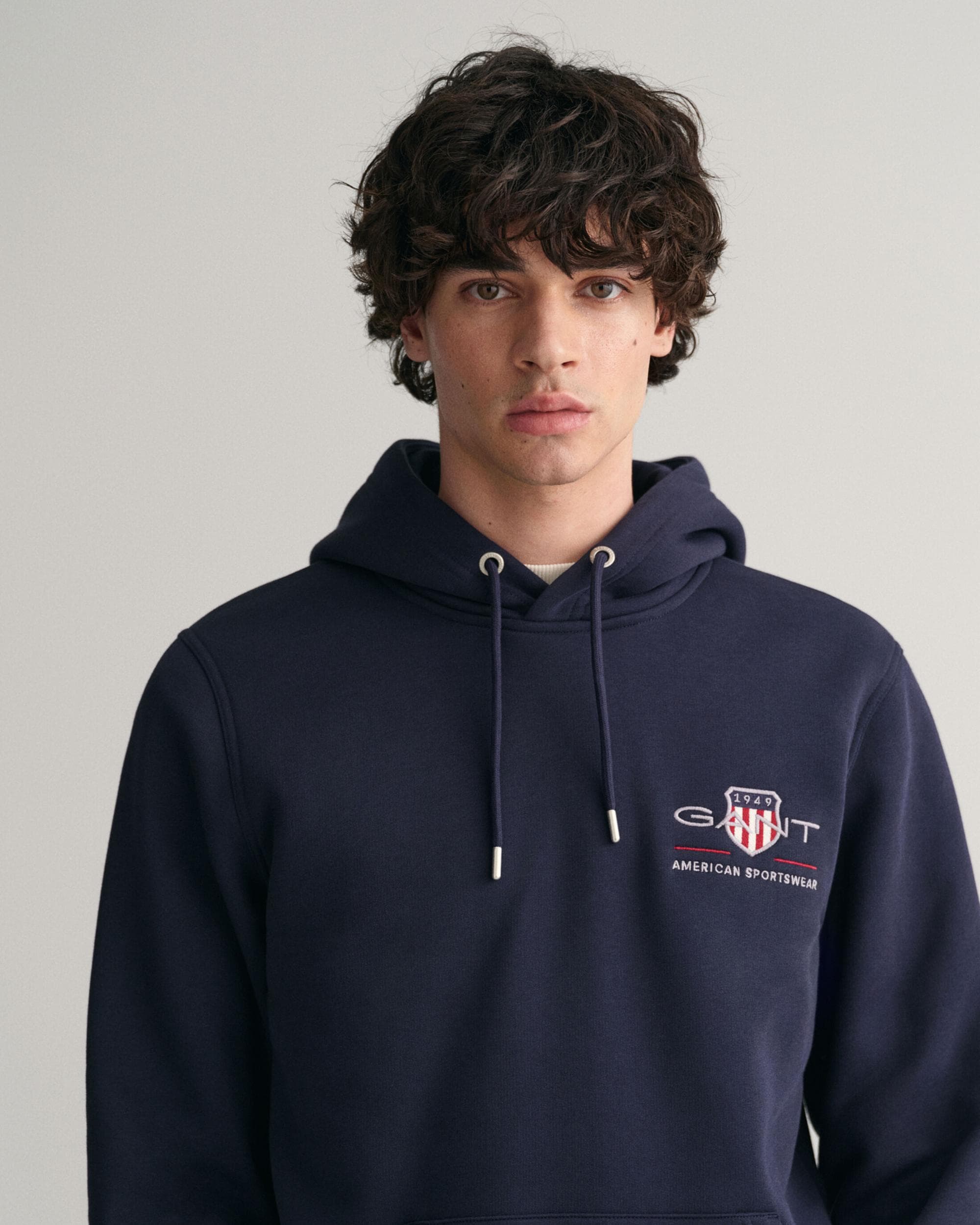 GANT Mens Regular Fit Medium Archive Shield Pullover Hoodie - 433 Evening Blue - Image 4