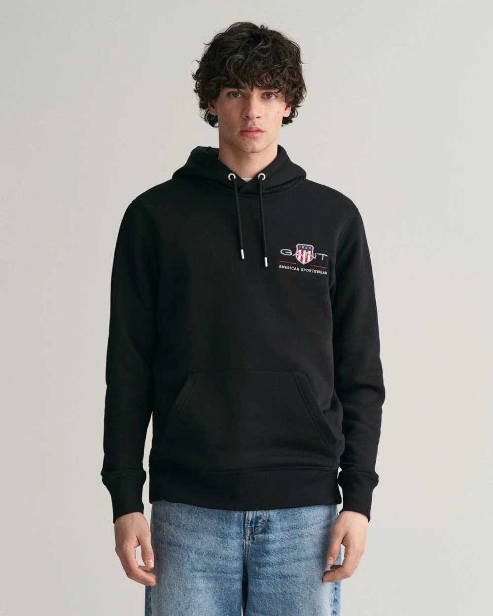 GANT Mens Regular Fit Medium Archive Shield Pullover Hoodie - 5 Black