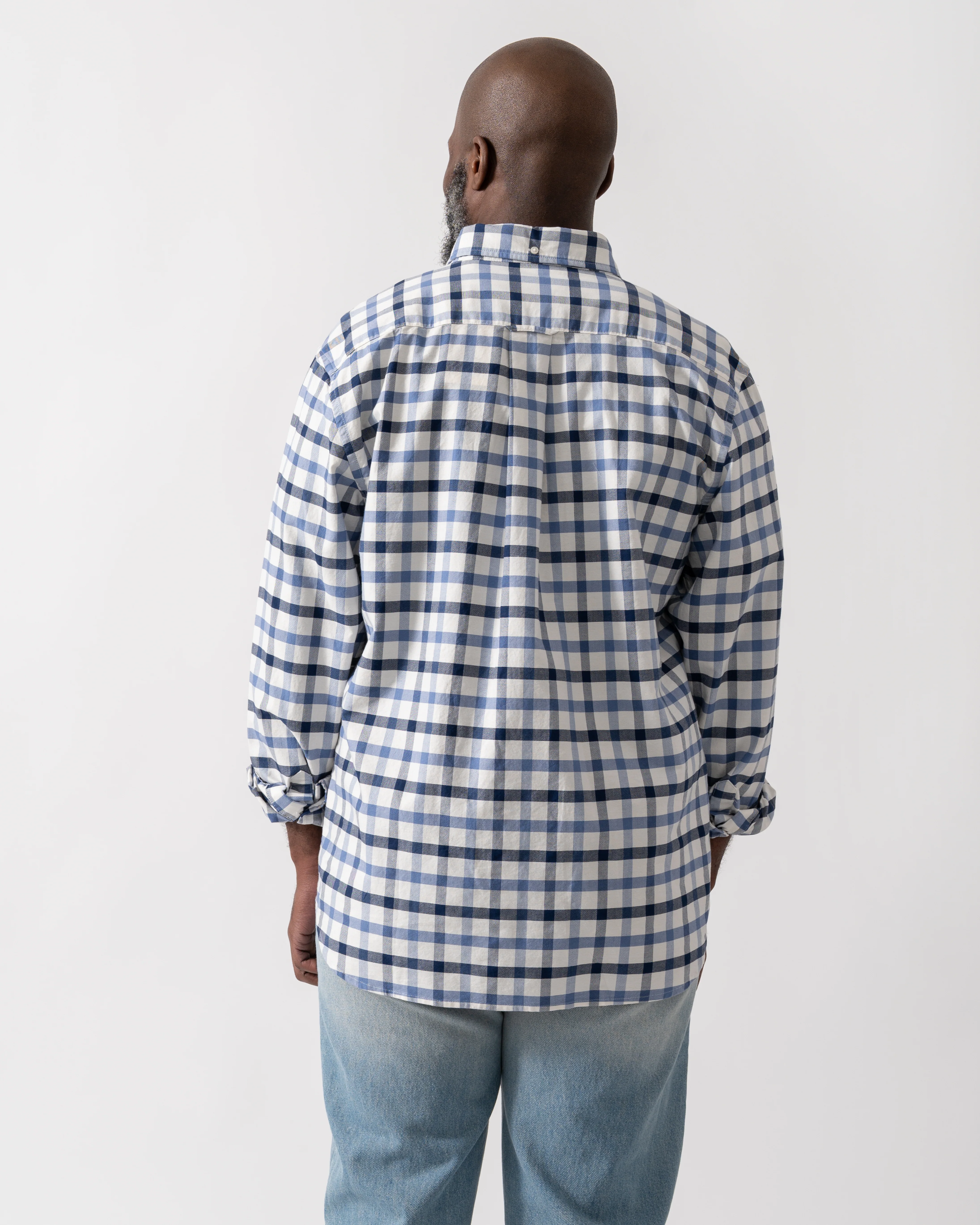 GANT Mens Regular Fit Oxford Check Shirt - 430 Faded Denim - Image 4