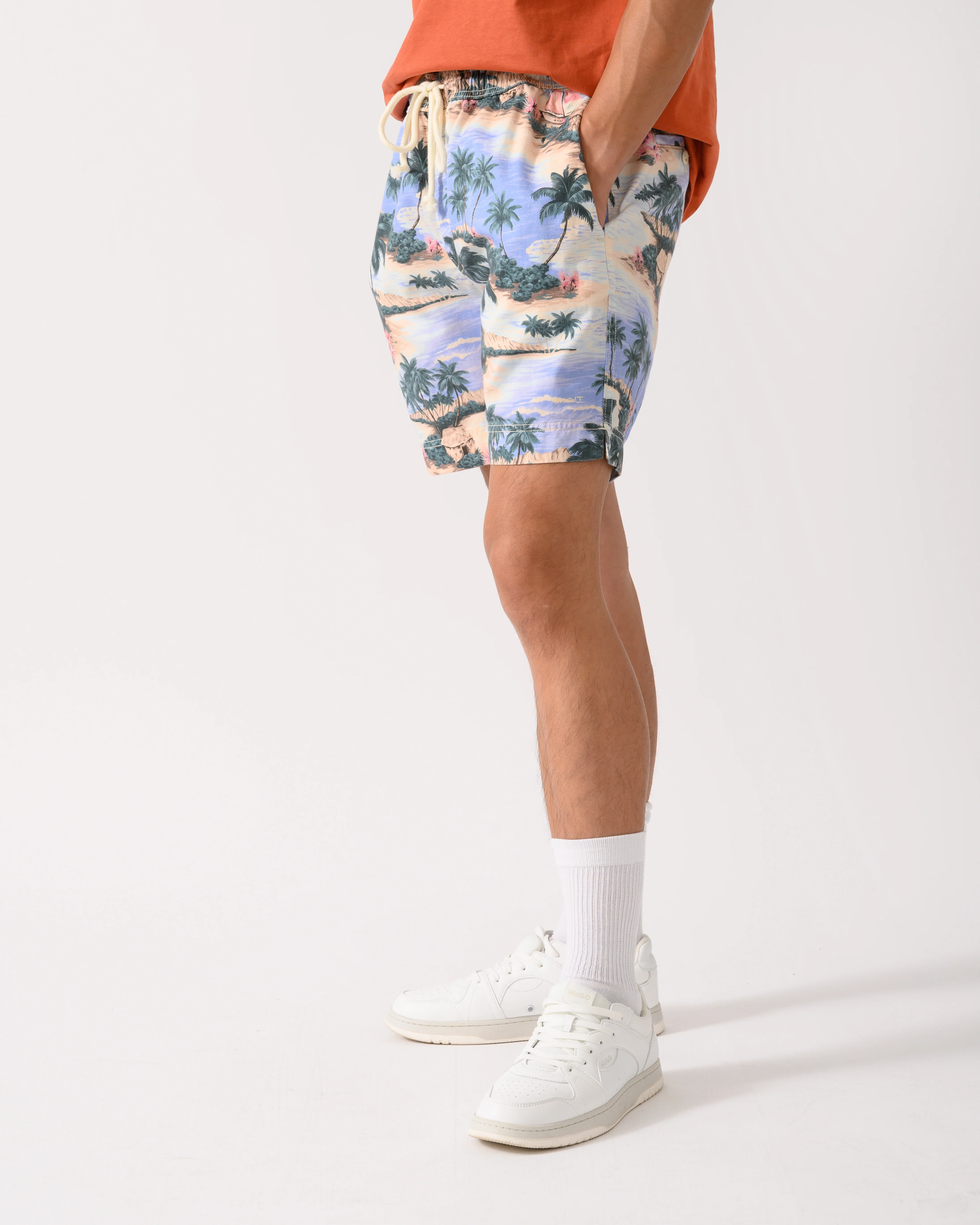 GANT Mens Regular Fit Printed Drawstring Shorts - 419 Perfect Blue - Image 3