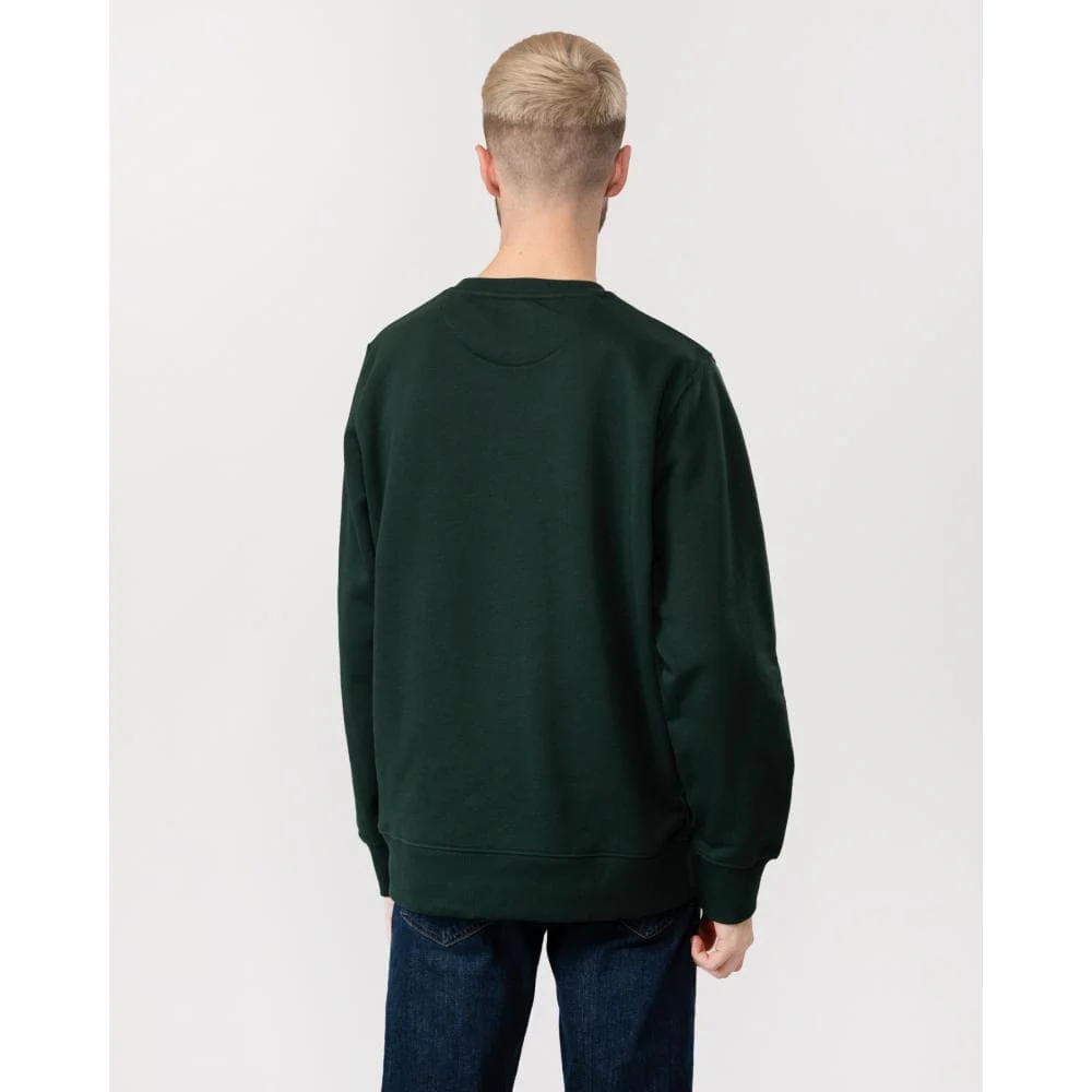 GANT Mens Regular Fit Shield Logo Crew Neck Sweatshirt - 374 Tartan Green - Image 5