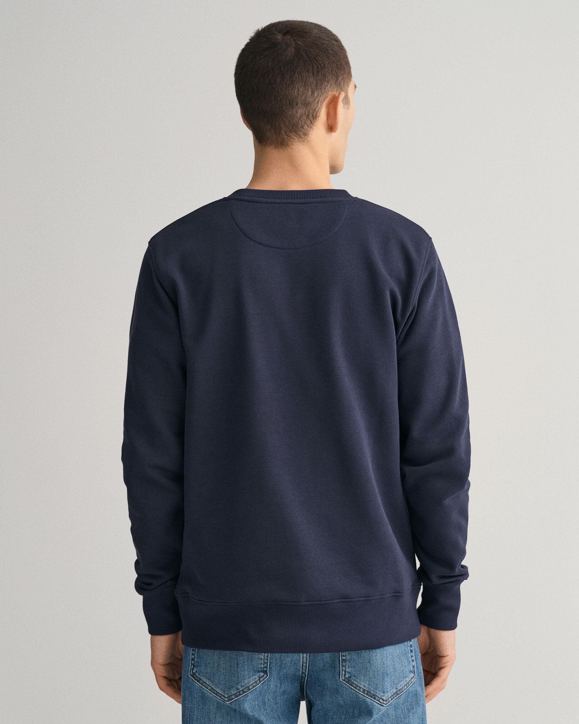 GANT Mens Regular Fit Shield Logo Crew Neck Sweatshirt - 433 Evening Blue - Image 4