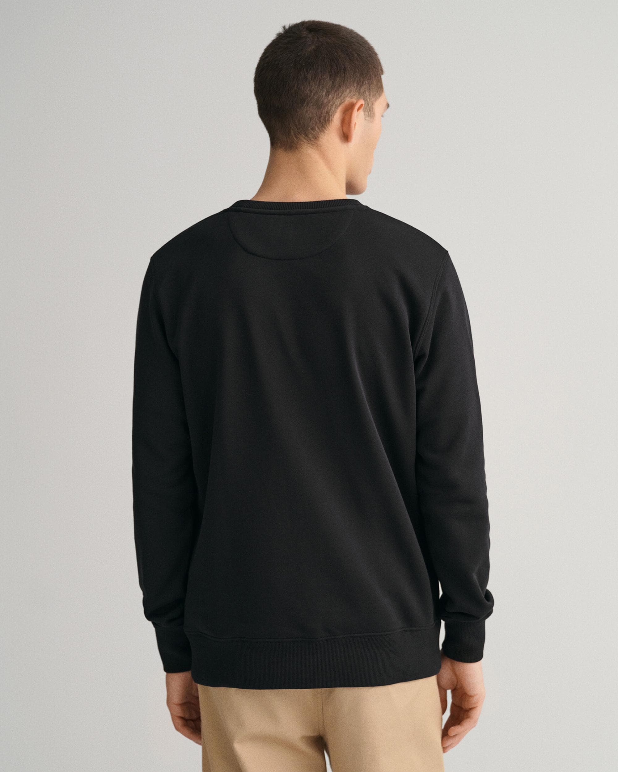 GANT Mens Regular Fit Shield Logo Crew Neck Sweatshirt - 5 Black - Image 4