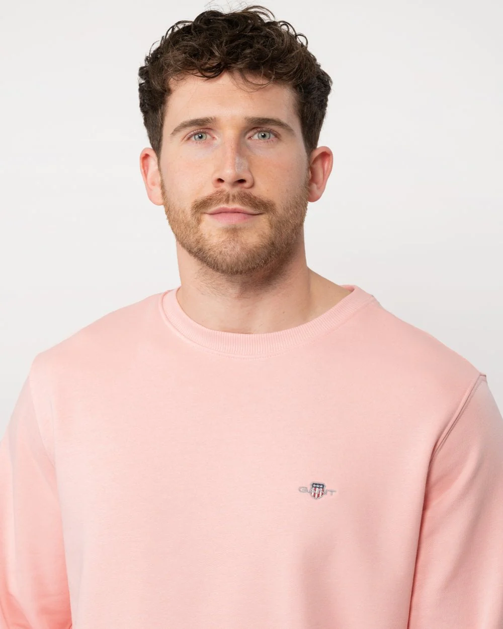 GANT Mens Regular Fit Shield Logo Crew Neck Sweatshirt - 671 Bubblegum Pink - Image 2