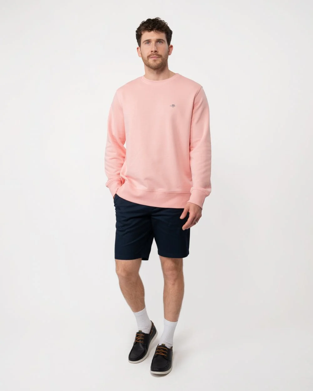 GANT Mens Regular Fit Shield Logo Crew Neck Sweatshirt - 671 Bubblegum Pink - Image 3