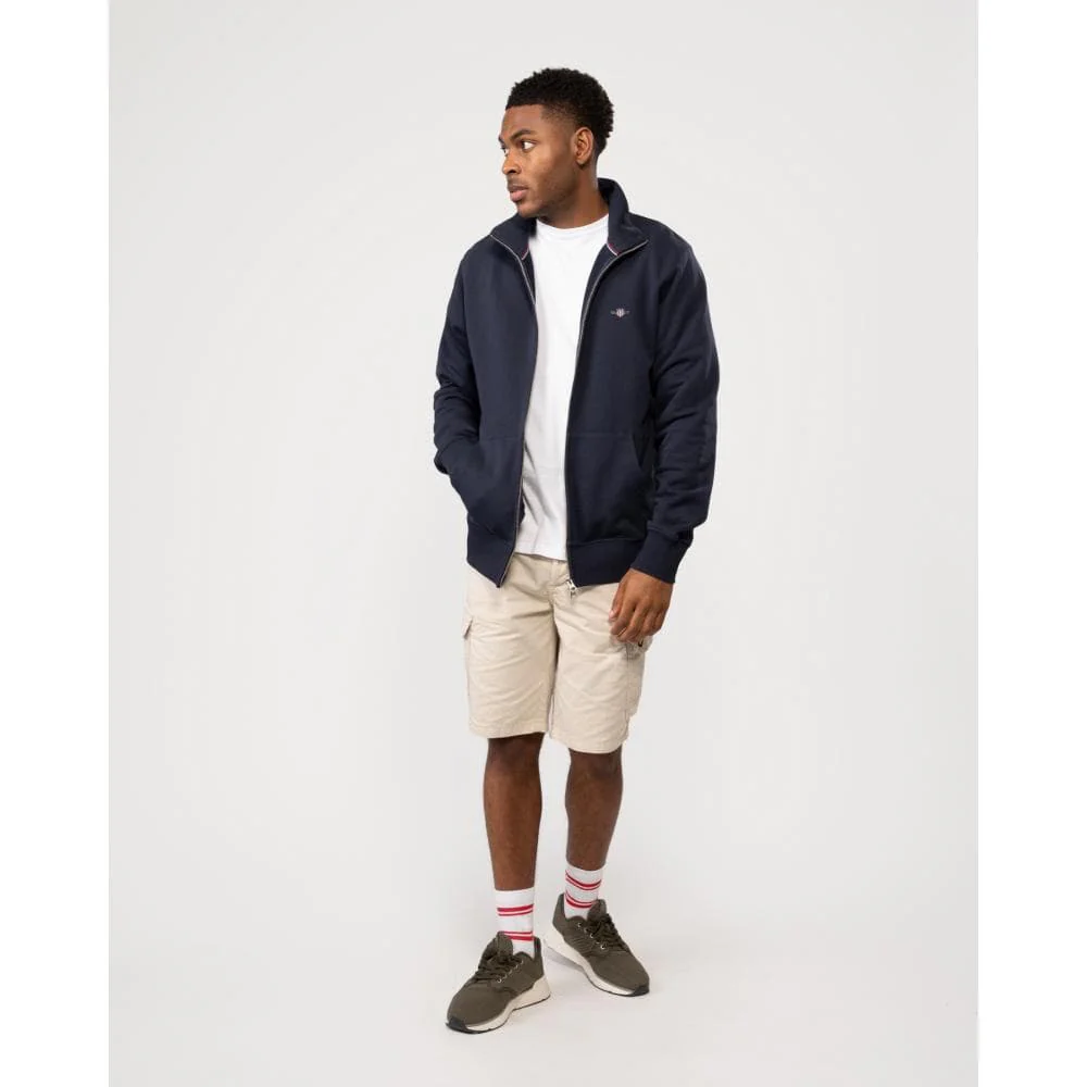 GANT Mens Regular Fit Shield Logo Full Zip Sweatshirt - 433 Evening Blue - Image 4