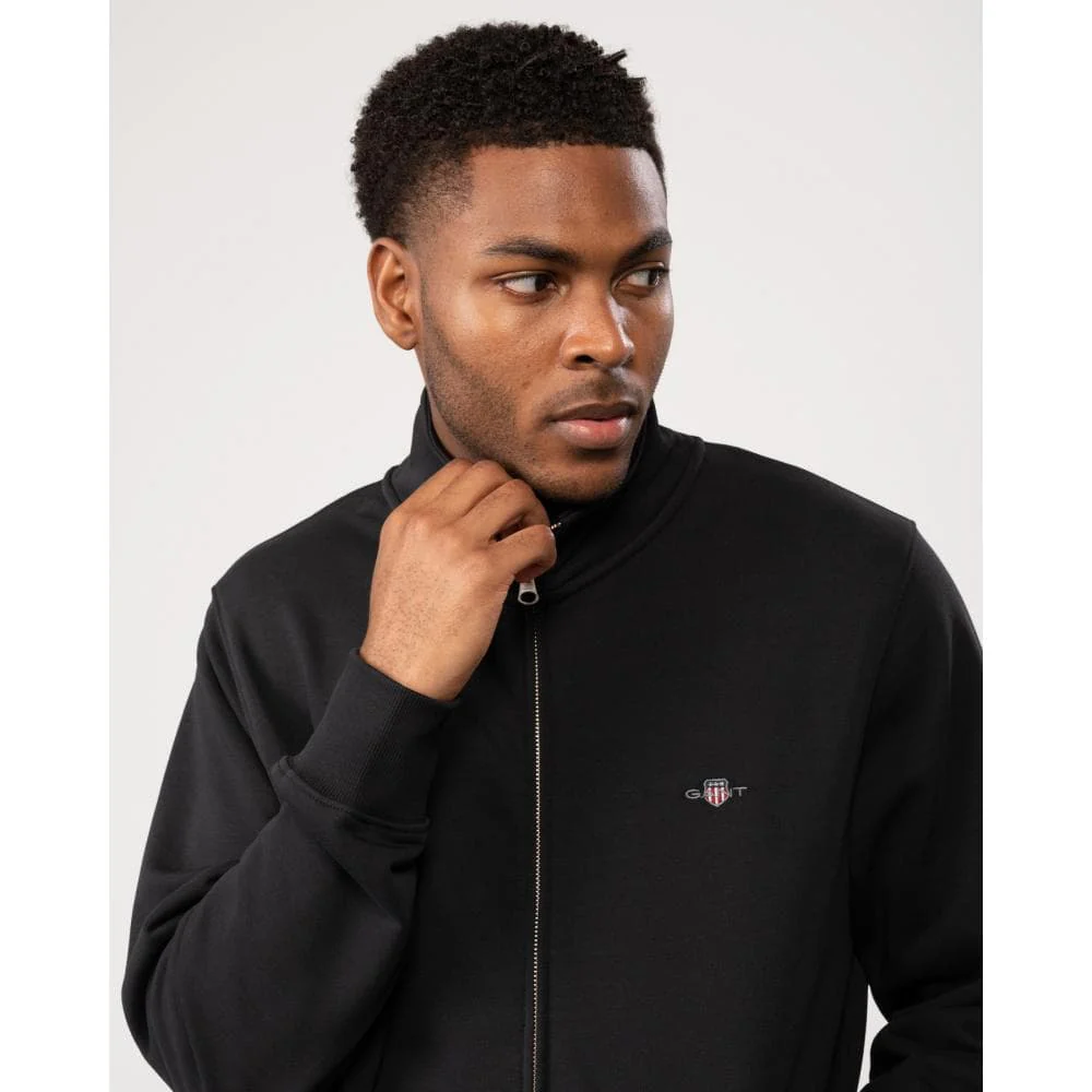 GANT Mens Regular Fit Shield Logo Full Zip Sweatshirt - 5 Black - Image 2