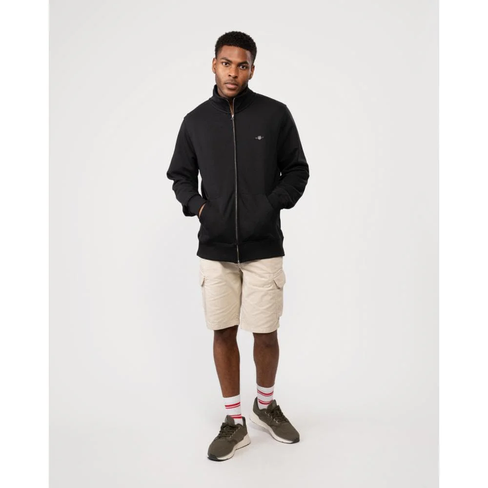 GANT Mens Regular Fit Shield Logo Full Zip Sweatshirt - 5 Black - Image 4